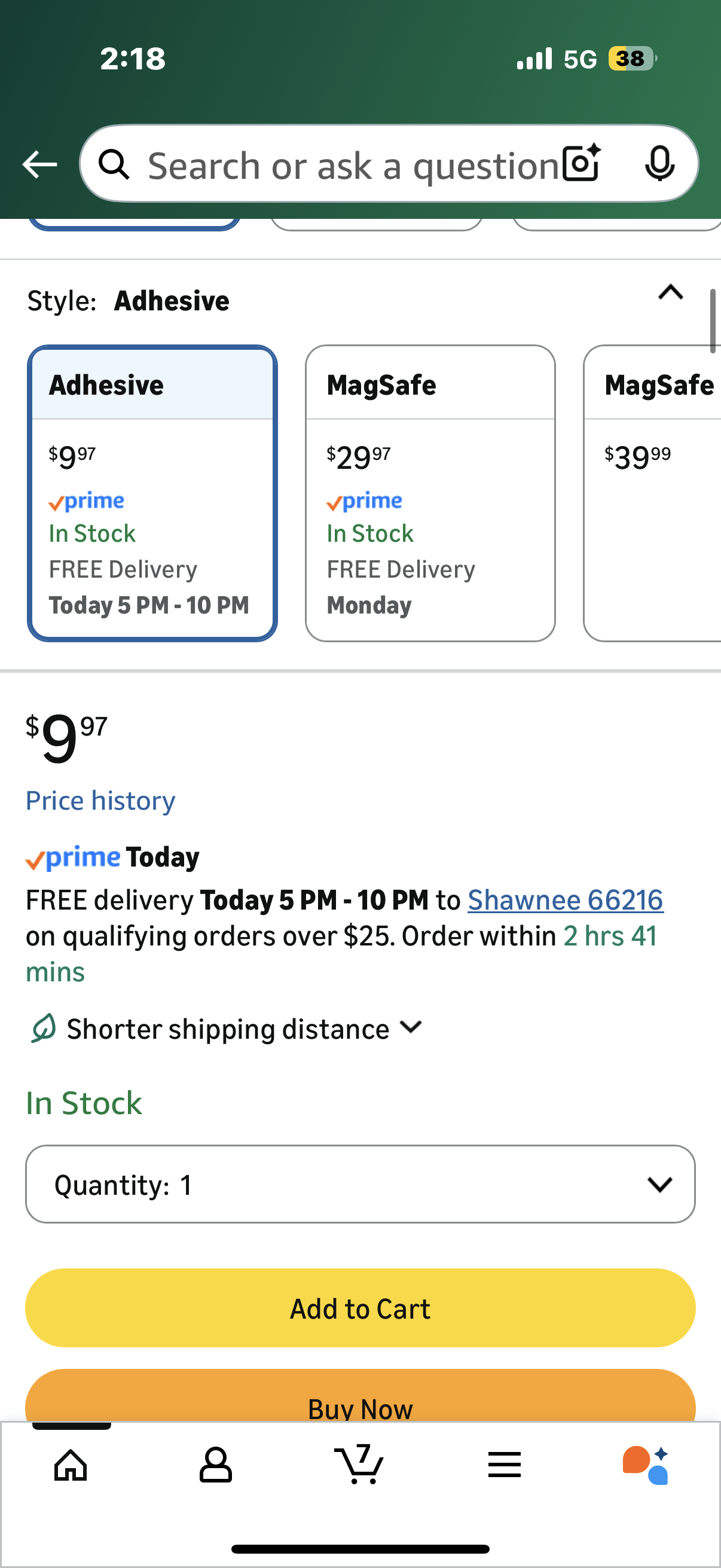 PopSockets Phone Grip with Expanding Kickstand, Adhesive Grip - Black