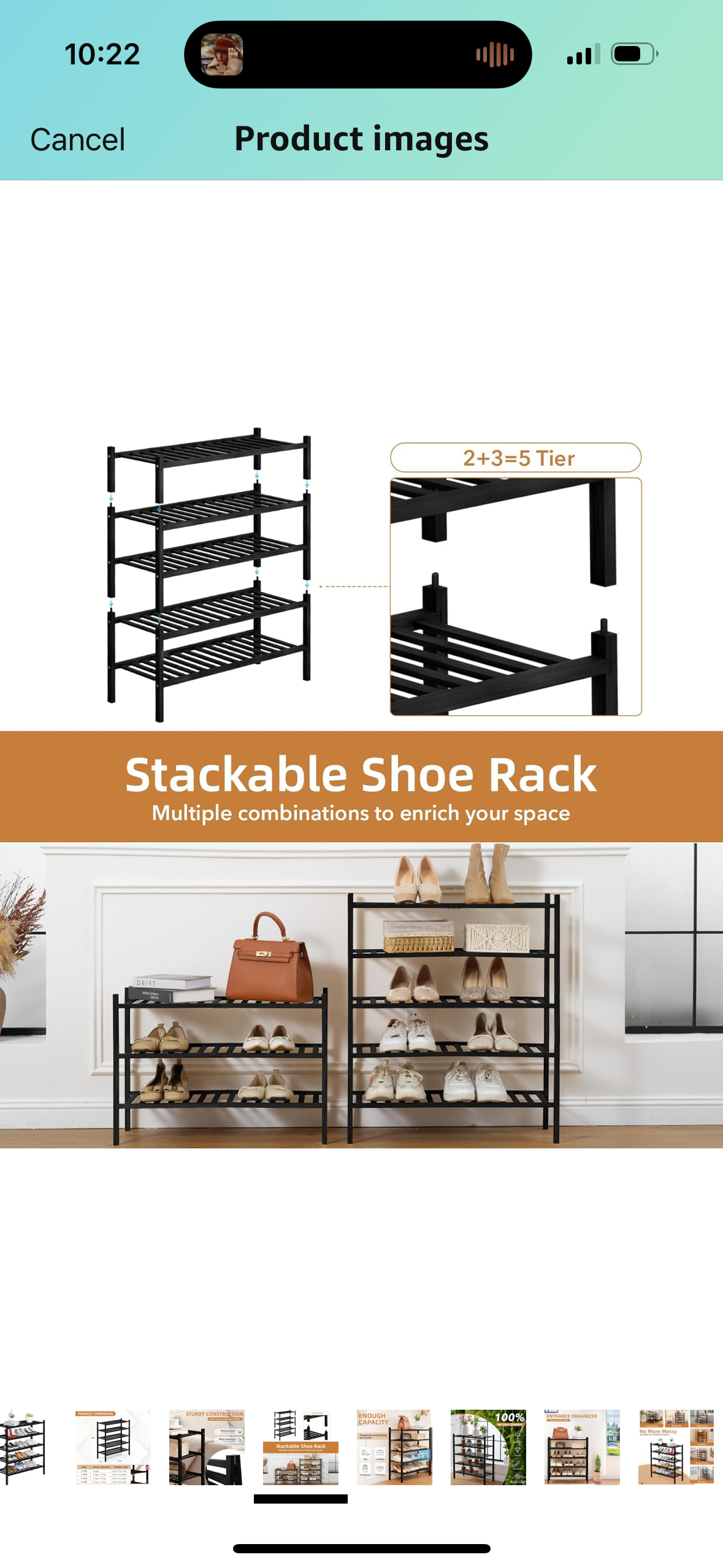 Black Bamboo Shoe Rack 11”D x 27”W x 35”H