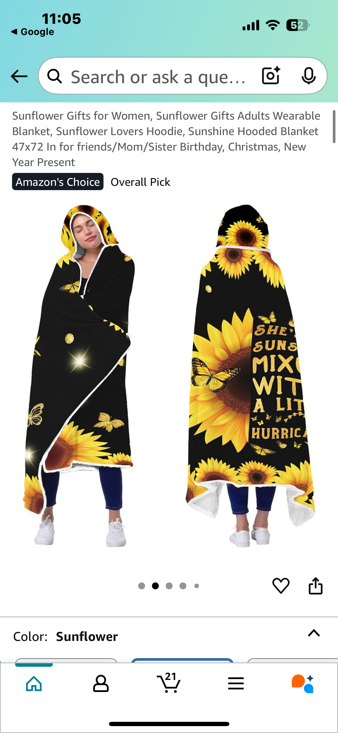 Sunshine Mixed with a Little Hurricane Wearable Hooded Blanket