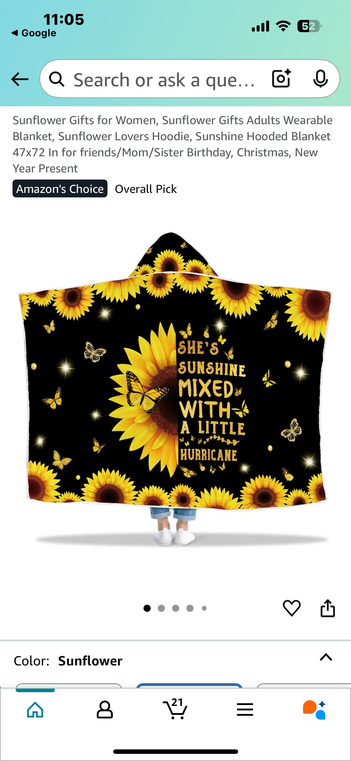 Sunshine Mixed with a Little Hurricane Wearable Hooded Blanket