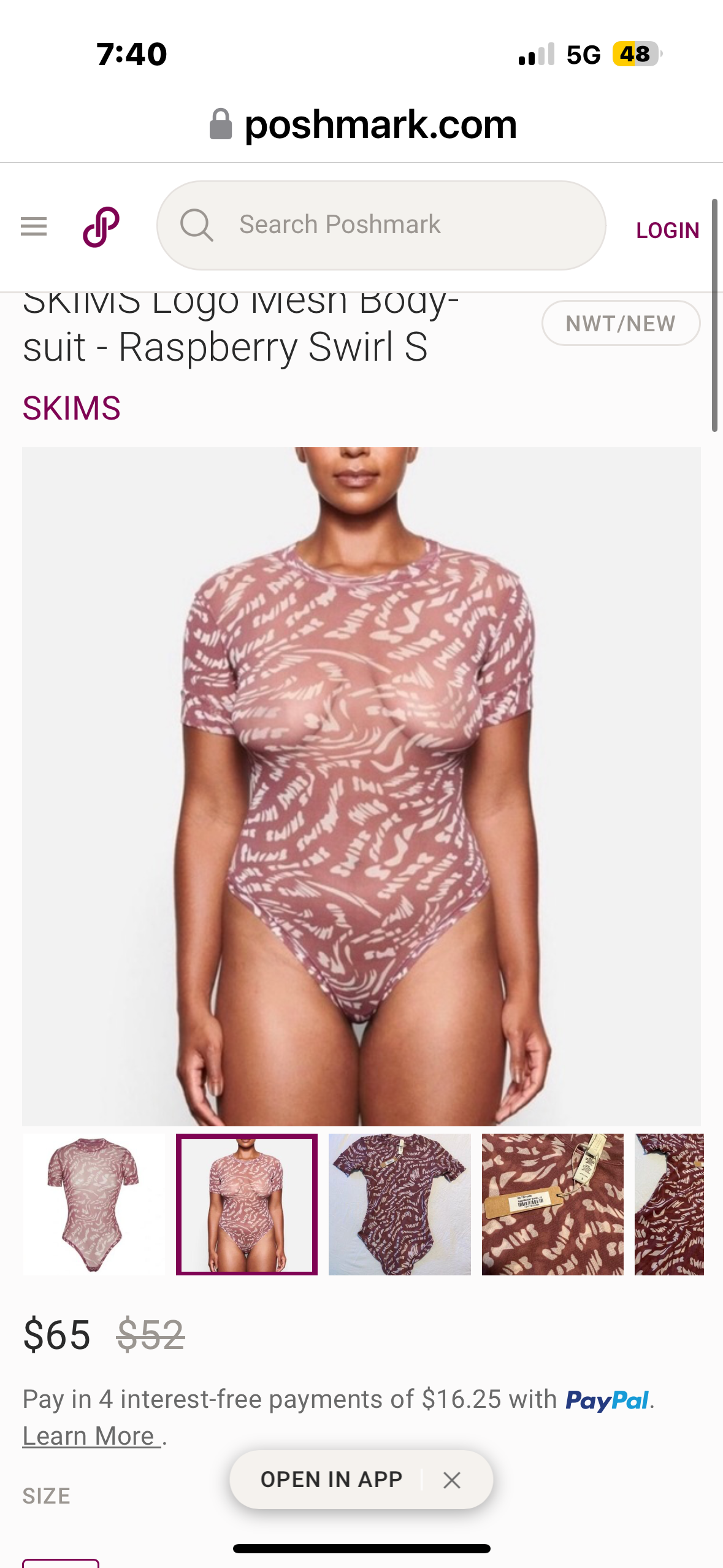 SKIMS Logo Mesh Bodysuit - Raspberry Swirl S