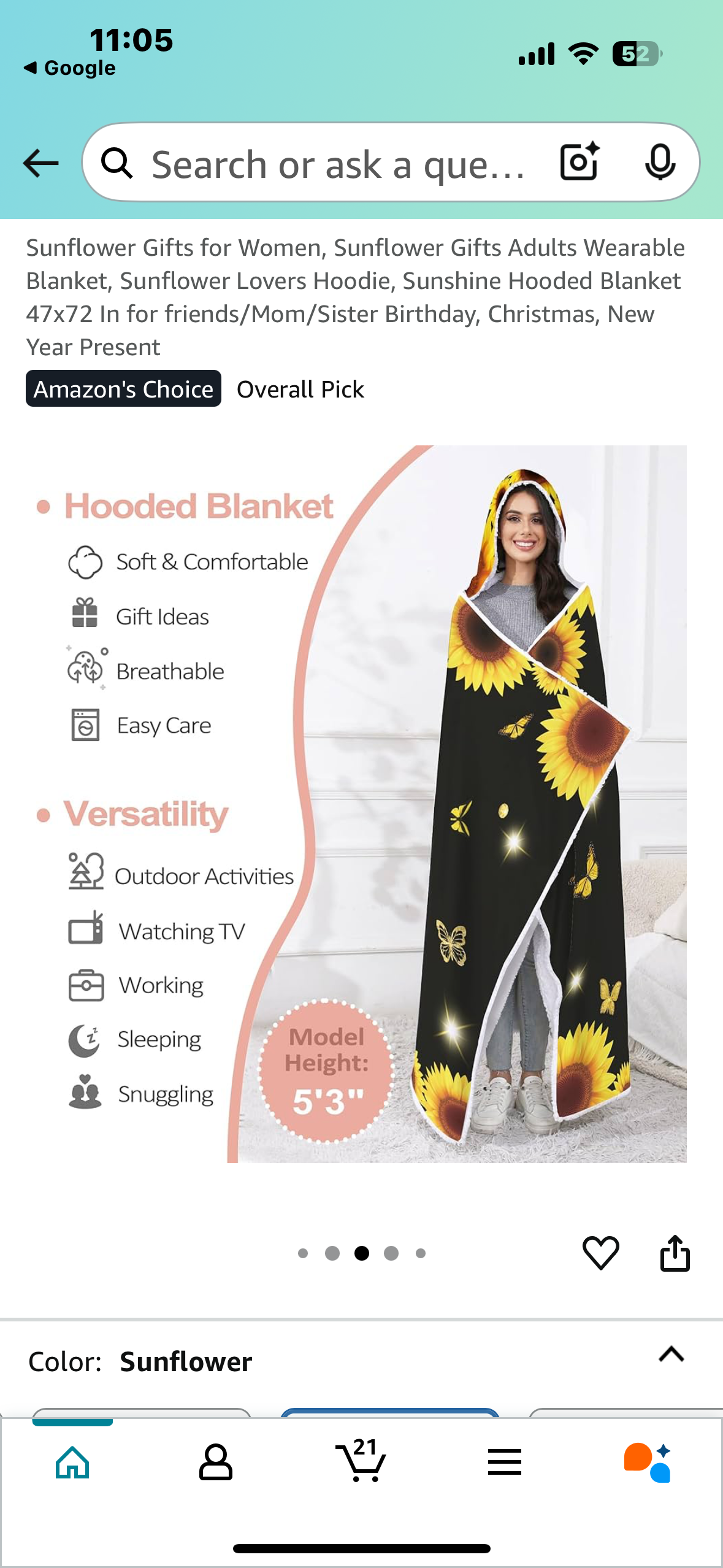 Sunshine Mixed with a Little Hurricane Wearable Hooded Blanket
