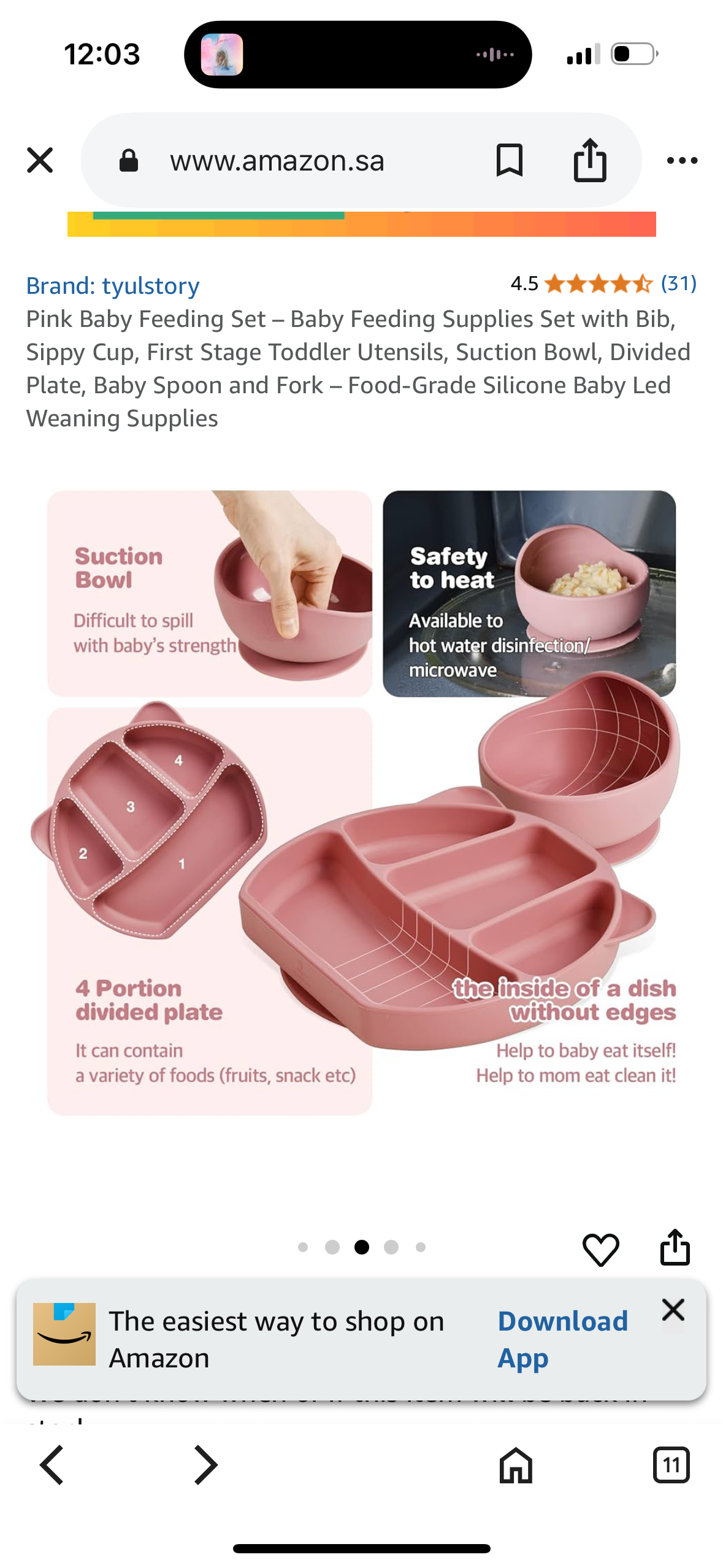 Pink Baby Feeding Set – Baby Feeding Supplies Set with Bib, Sippy Cup, First Stage Toddler Utensils, Suction Bowl, Divided Plate, Baby Spoon and Fork – Food-Grade Silicone Baby Led Weaning Supplies