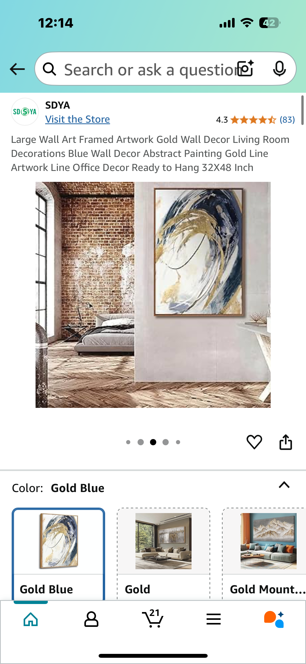 New - Framed Canvas Abstract Artwork 32”x 48” (L873)