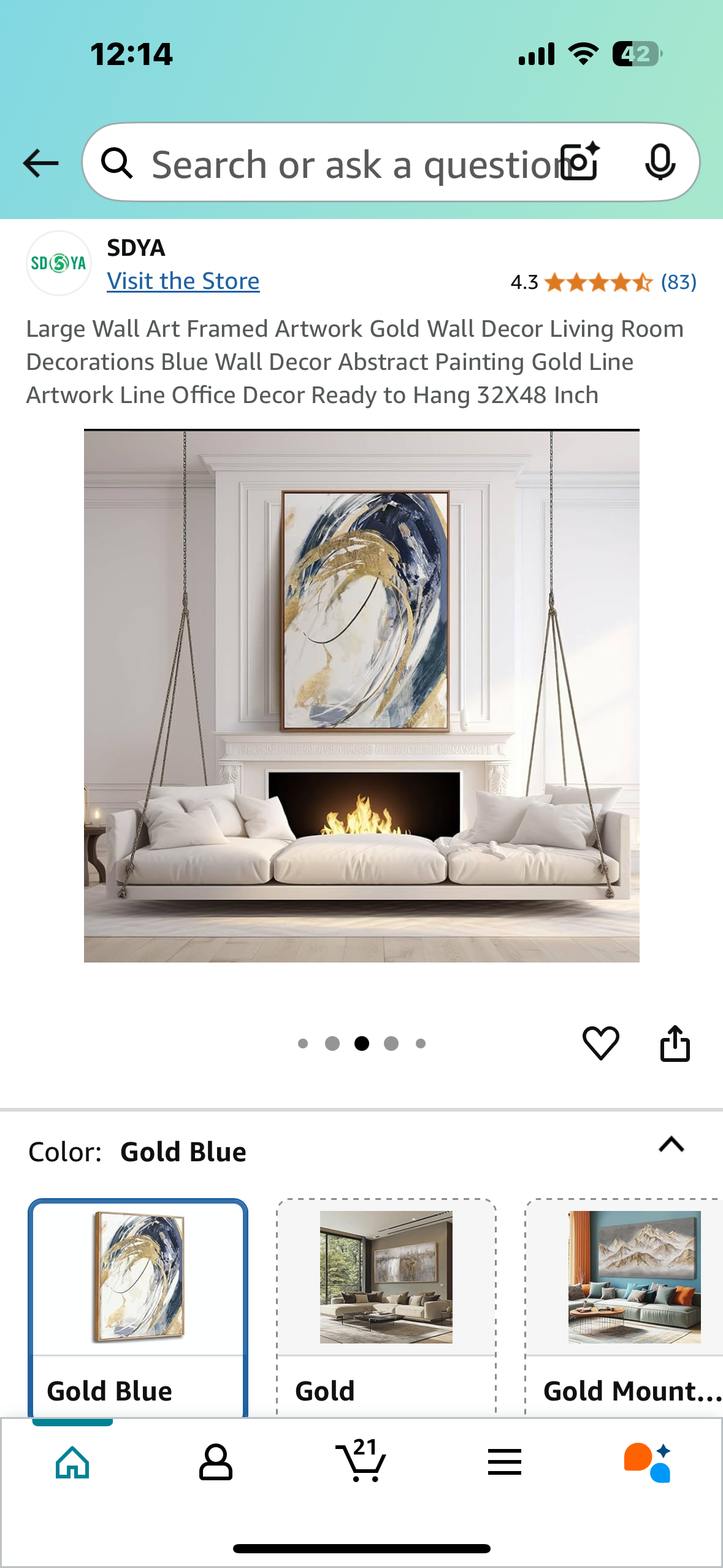 New - Framed Canvas Abstract Artwork 32”x 48” (L873)