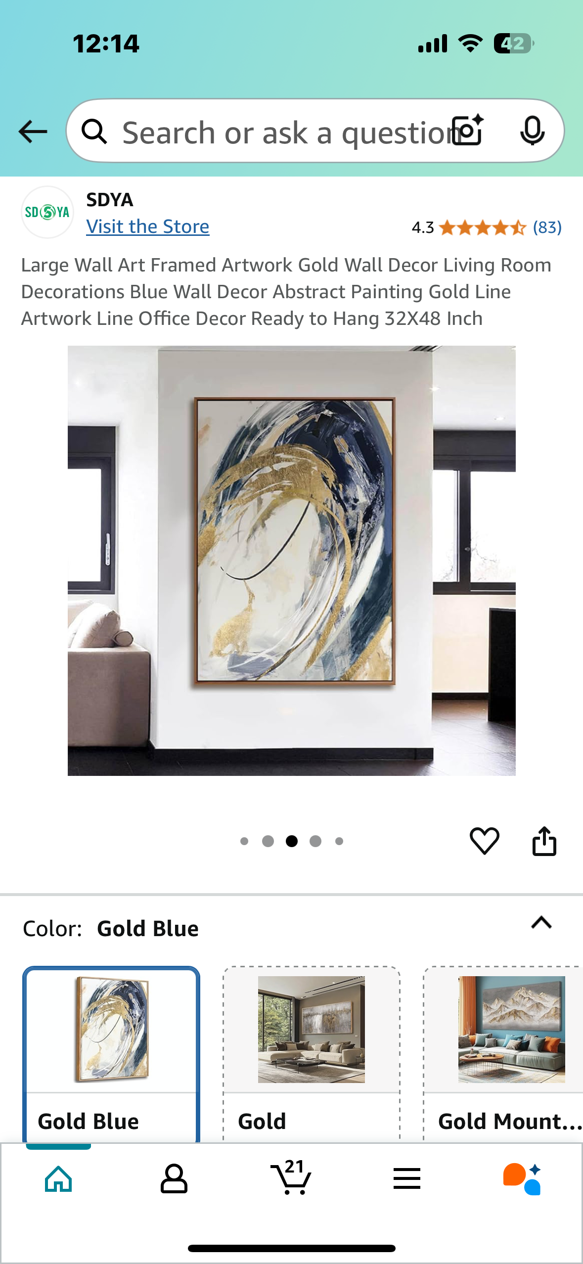 New - Framed Canvas Abstract Artwork 32”x 48” (L873)