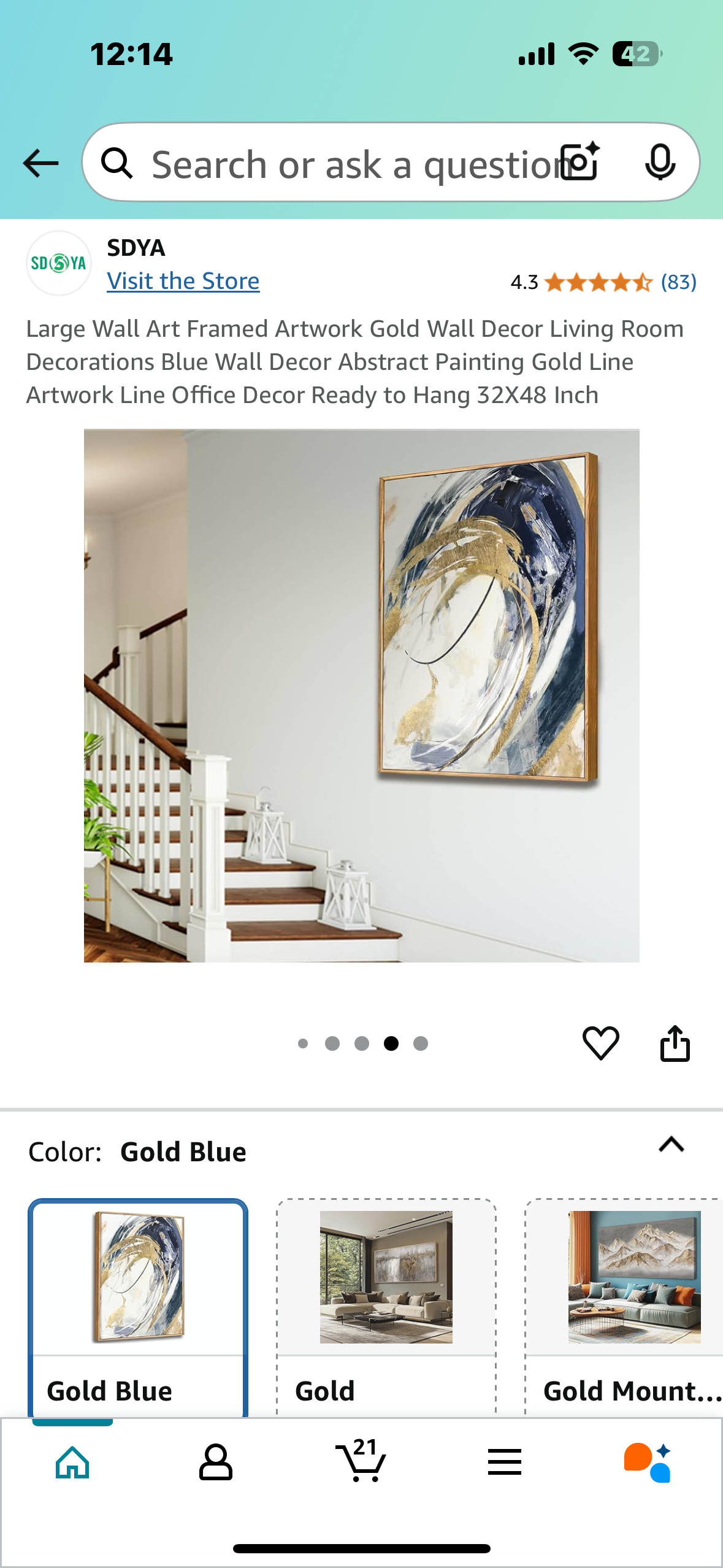 New - Framed Canvas Abstract Artwork 32”x 48” (L873)