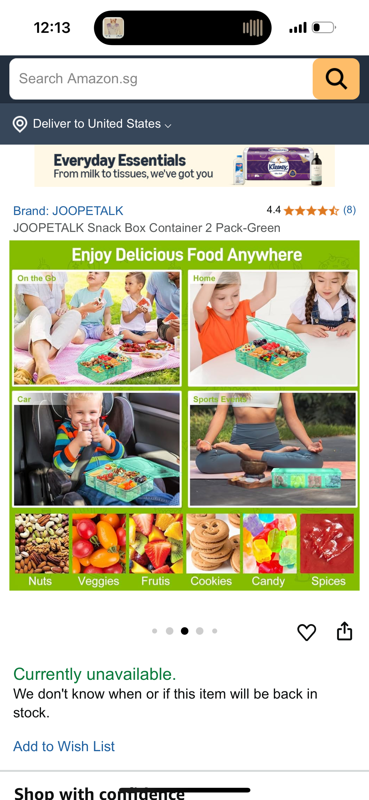 JOOPETALK Snack Box Container 2 Pack-Green