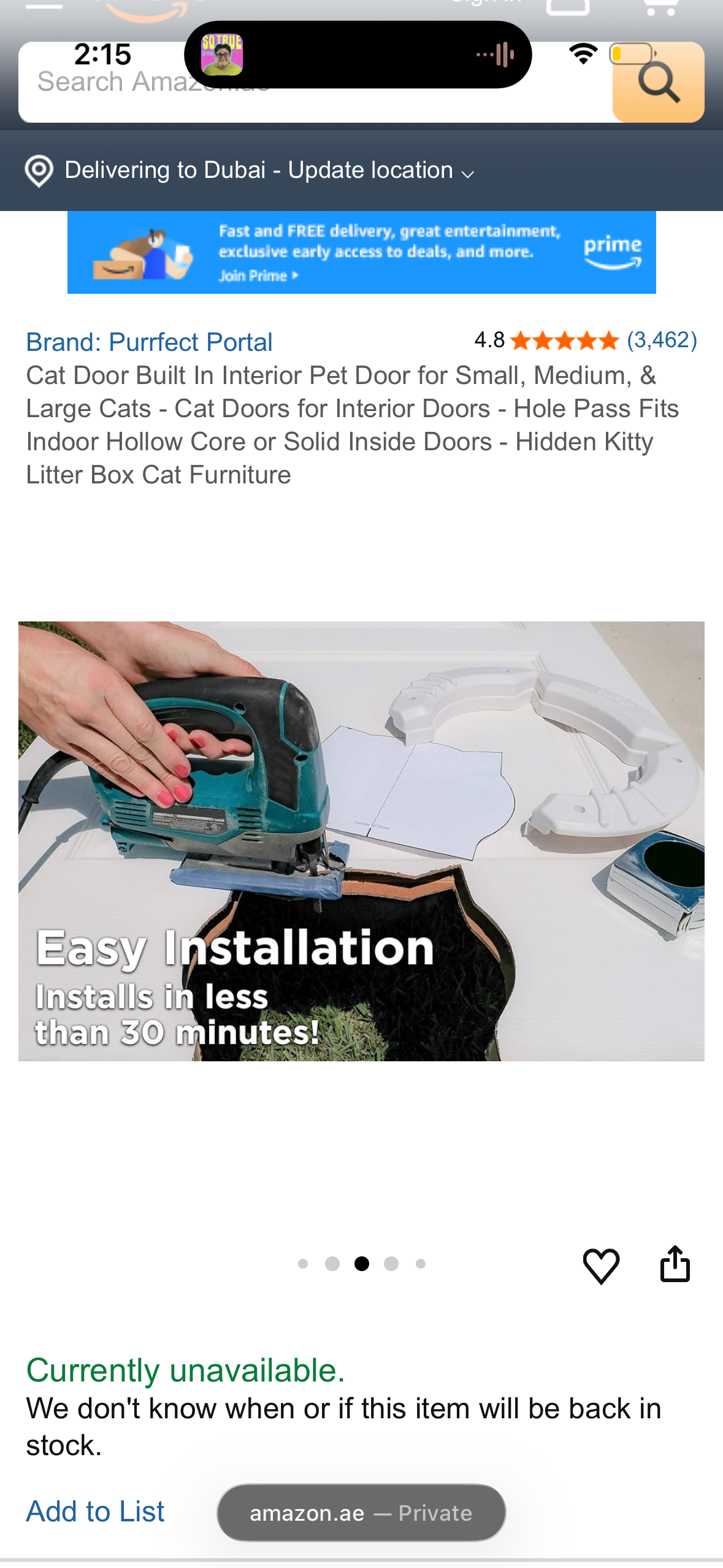 Cat Door Built in Interior Pet Door for Small, Medium, & Large Cats - Cat Doors for Interior Doors - Hole Pass Fits Indoor Hollow Core or Solid Inside Doors - Hidden Kitty Litter Box Cat Furniture