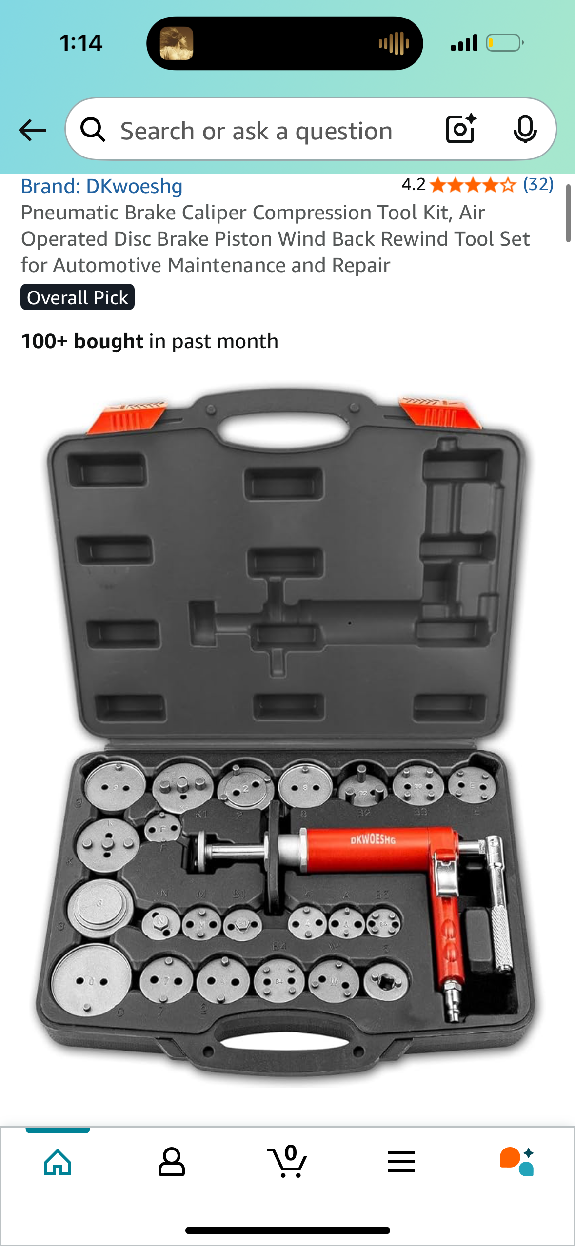 Pneumatic Brake Caliper Compression Tool Kit, Air Operated Disc Brake Piston Wind Back Rewind Tool Set for Automotive Maintenance and Repair