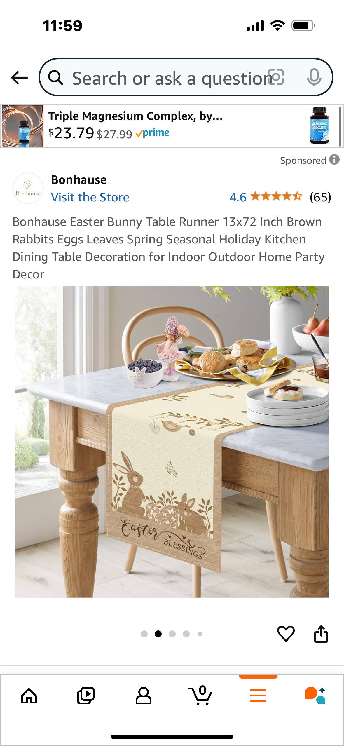 Bonhause Easter Bunny Table Runner 13x72 Inch Brown Rabbits Eggs Leaves Spring Seasonal Holiday Kitchen Dining Table Decoration for Indoor Outdoor Home Party Decor