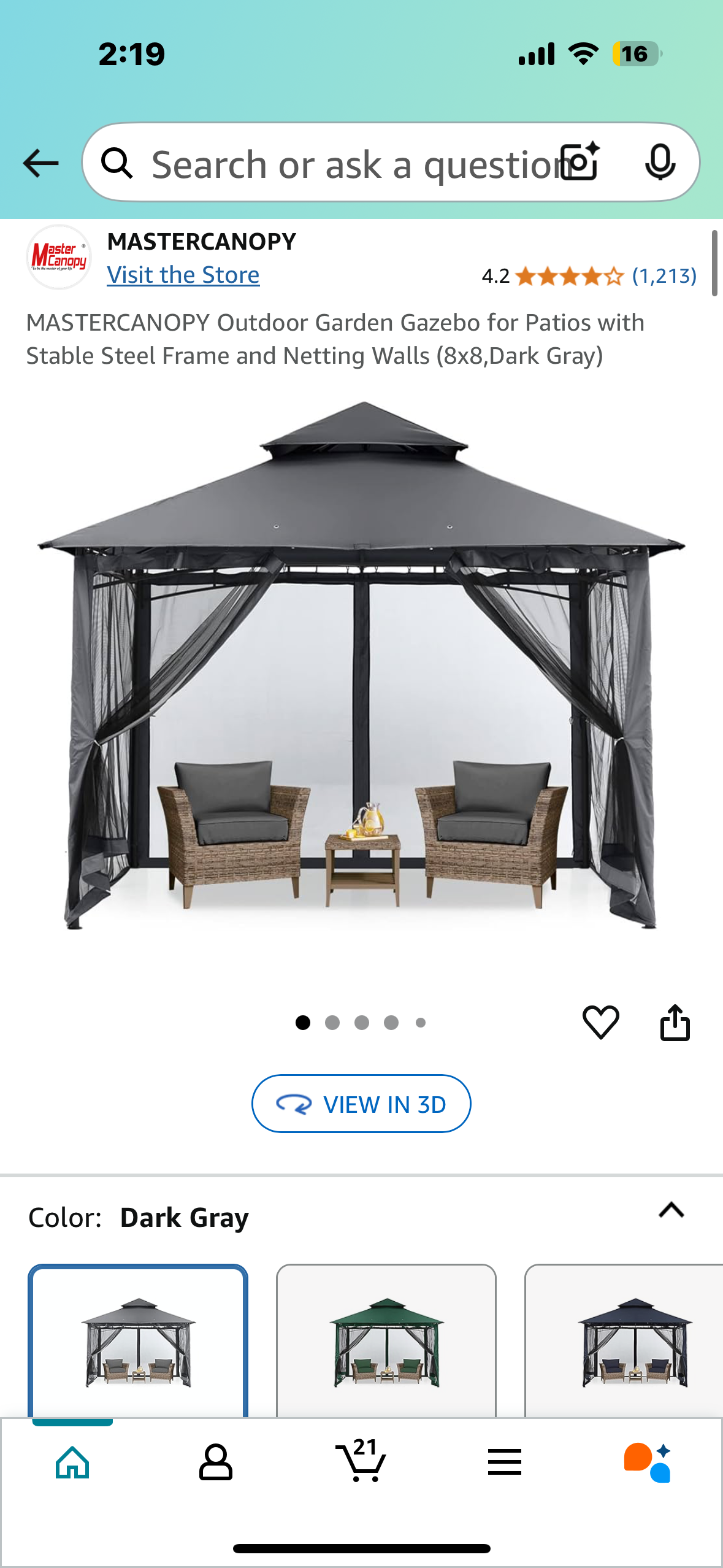New - MASTERCANOPY Outdoor Garden Gazebo with Stable Steel Frame and Netting Walls (8x8,Dark Gray) (G752)
