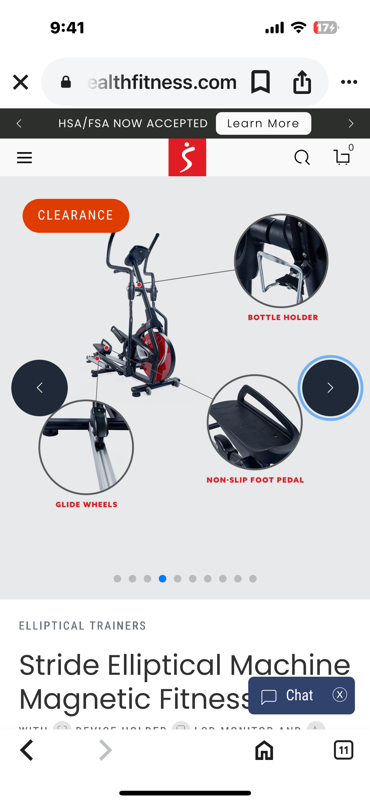 Sunny Health & Fitness Magnetic Elliptical Trainer, Model SF-E3865 (W486)