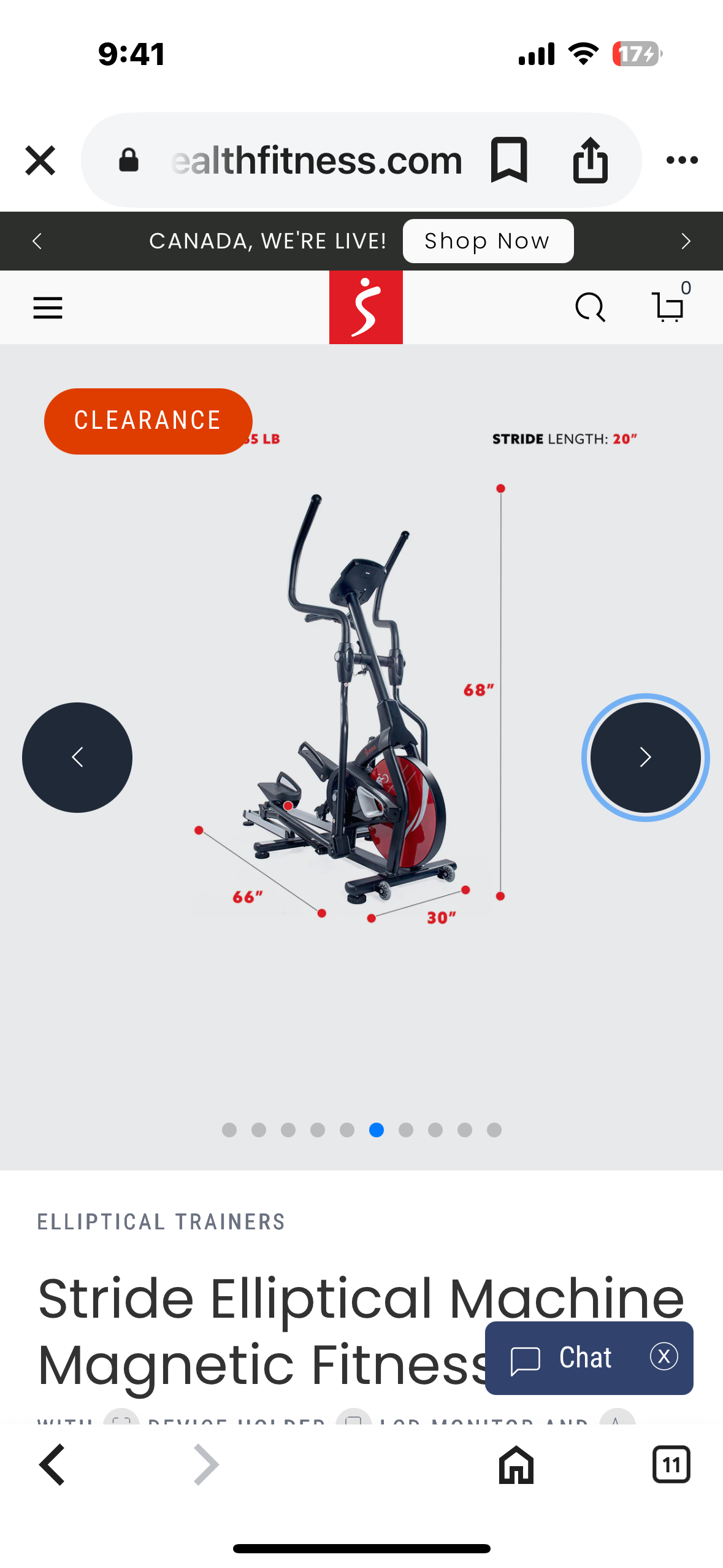 Sunny Health & Fitness Magnetic Elliptical Trainer, Model SF-E3865 (W486)