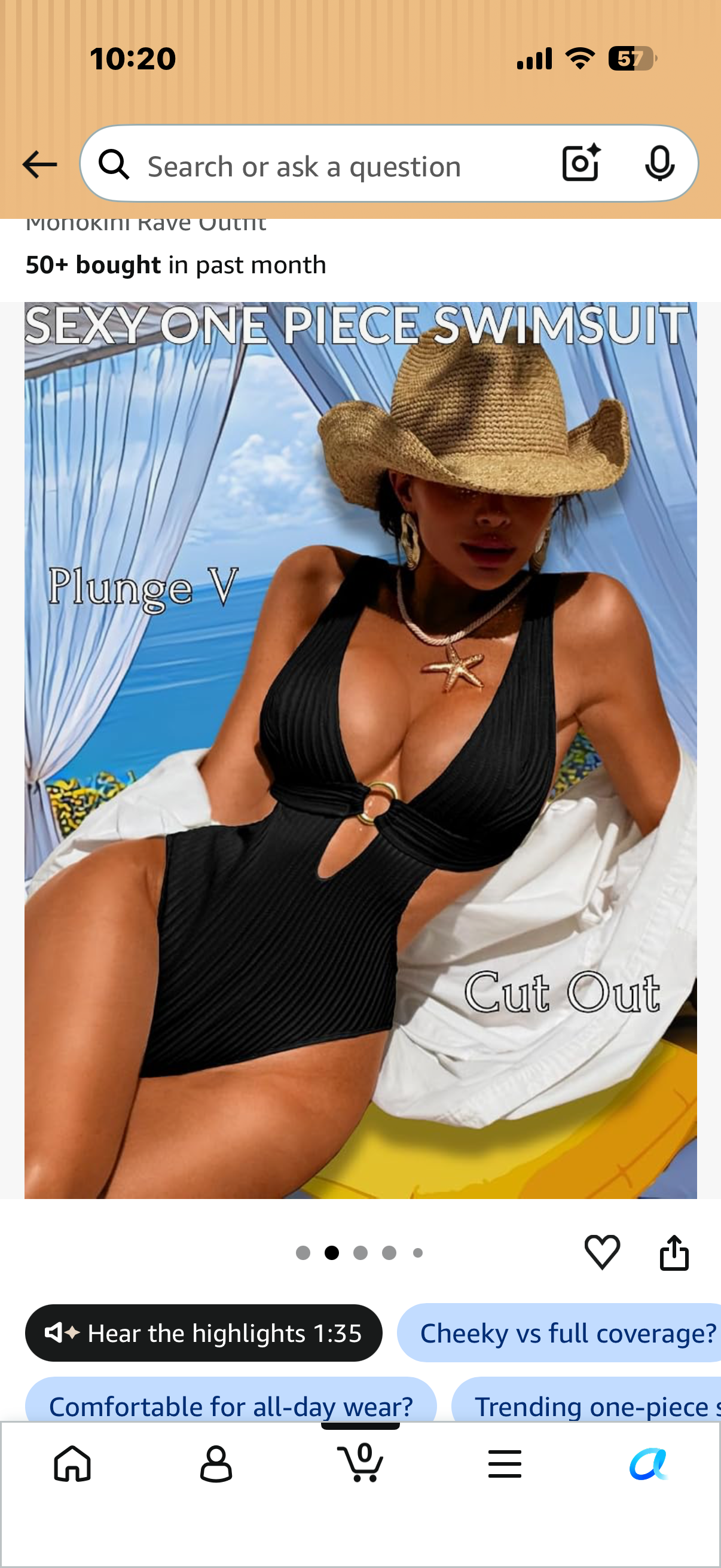 Sexy Women Plunge V One Piece Swimsuit,Cut Out Textured Cheeky High Cut Bathing Suit, Pool Party Monokini Rave Outfit (Size Medium)