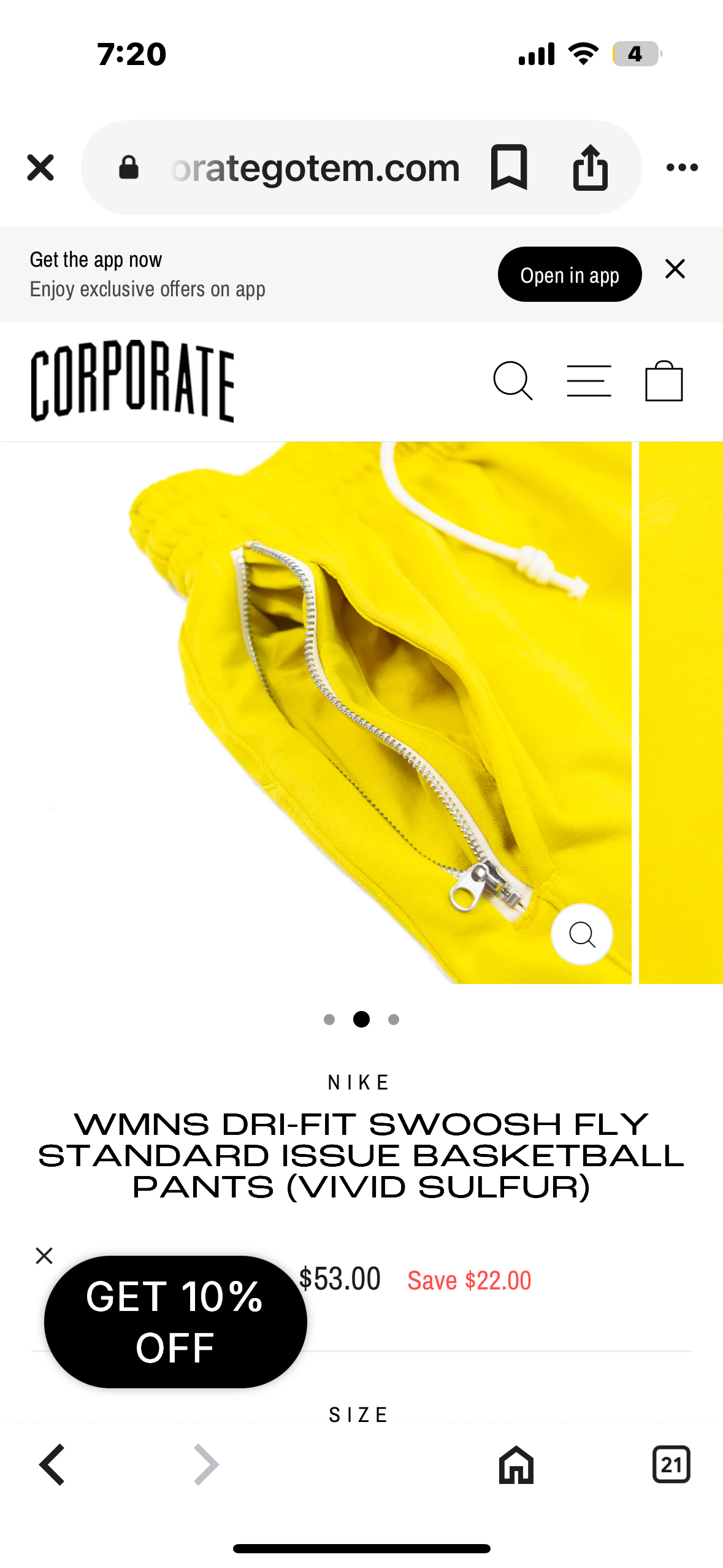 WMNS DRI-FIT SWOOSH FLY STANDARD ISSUE BASKETBALL PANTS (VIVID SULFUR) (Size 2X, Loose Fit)