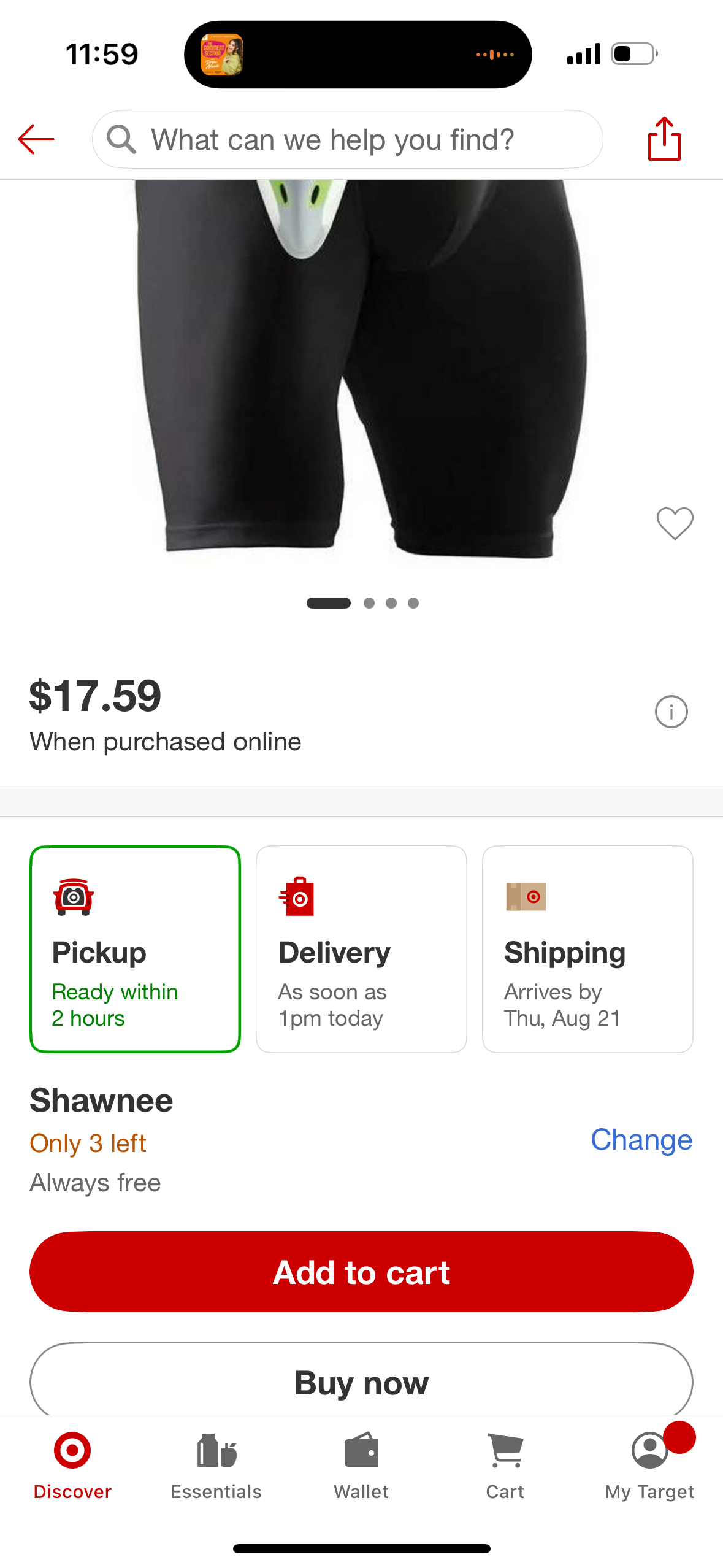 Shock Doctor Compression Shorts with Cup Youth - Black