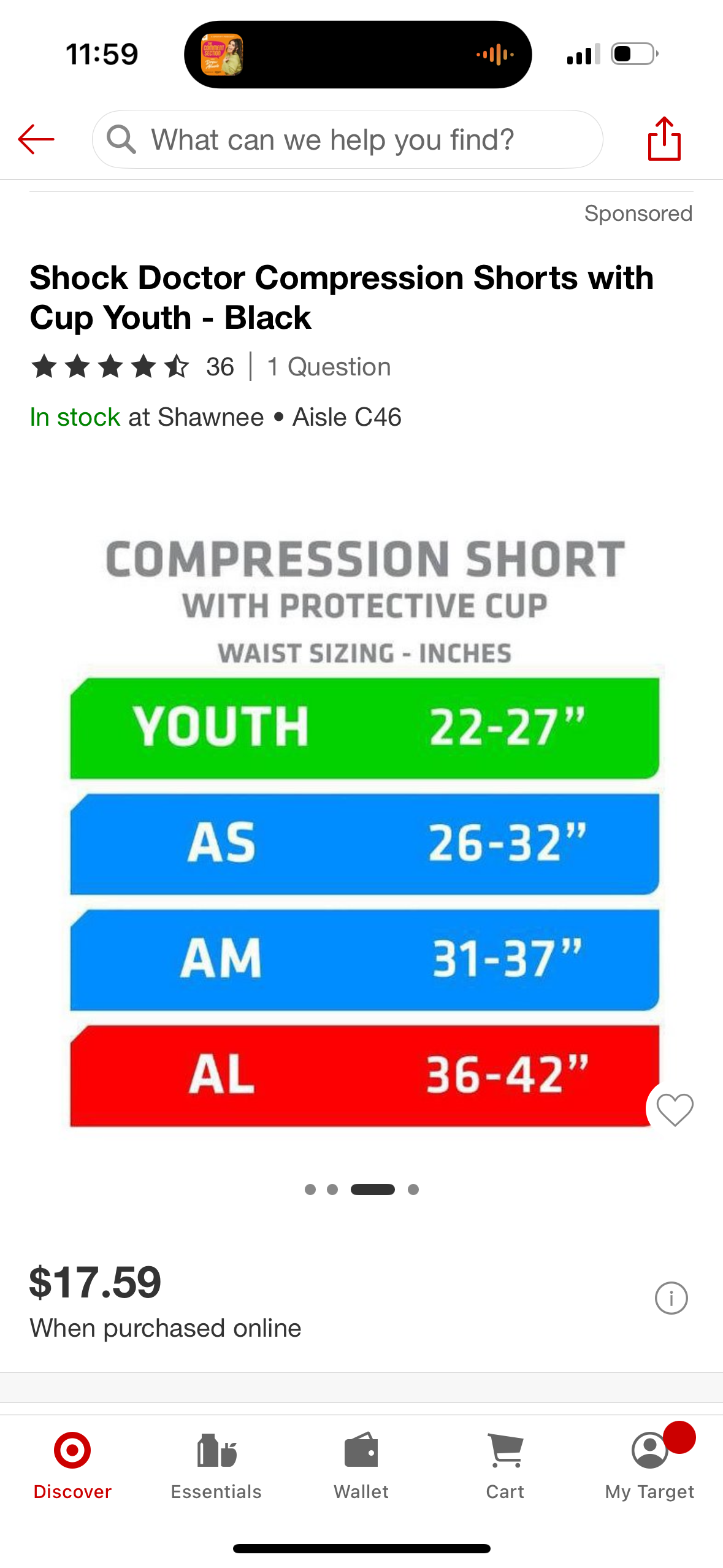 Shock Doctor Compression Shorts with Cup Youth - Black