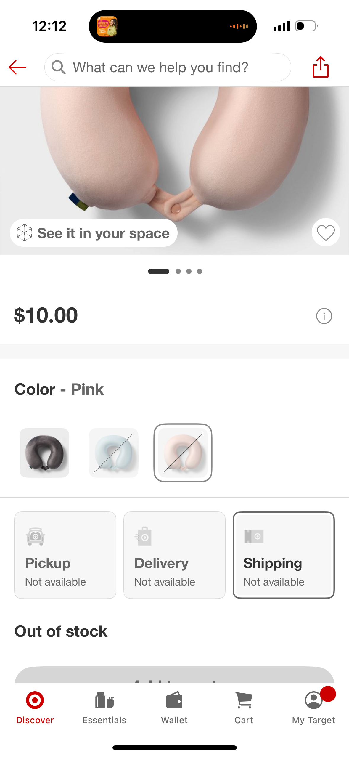 Memory Foam Travel Neck Pillow - Open Story™ Pink: U-Shape Support Pillow
