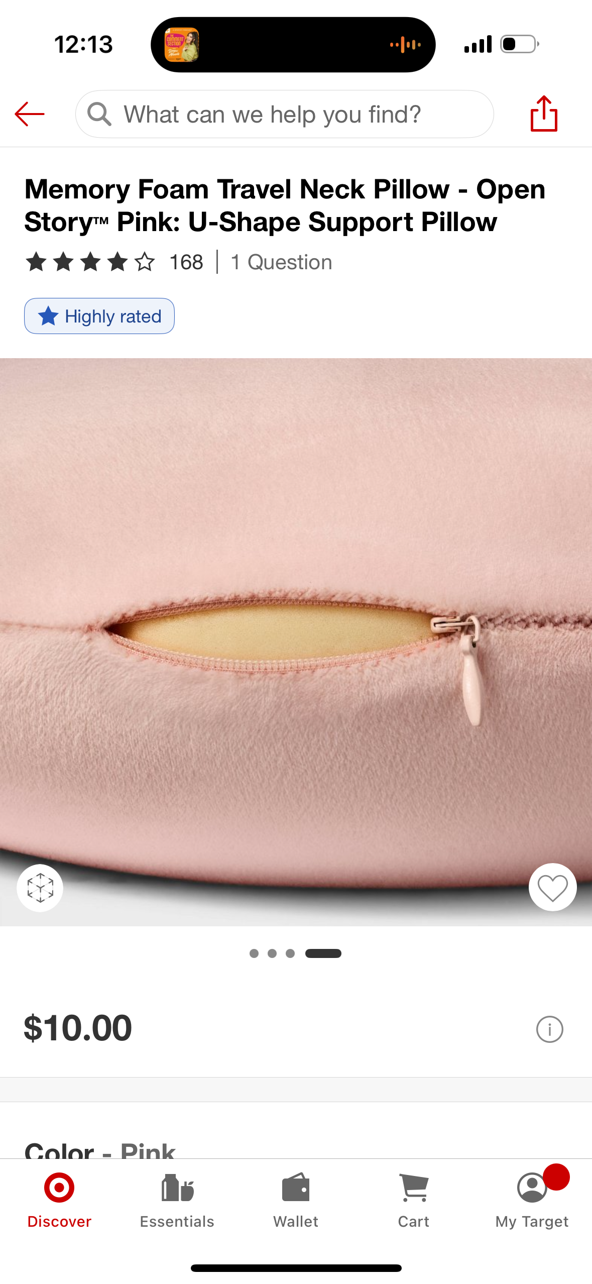 Memory Foam Travel Neck Pillow - Open Story™ Pink: U-Shape Support Pillow