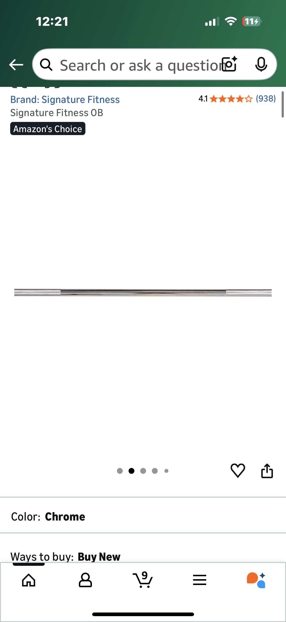 6ft Barbell for Strength Training and Weightlifting, 2 inch Olympic Bar with 700lb Capacity (W537)