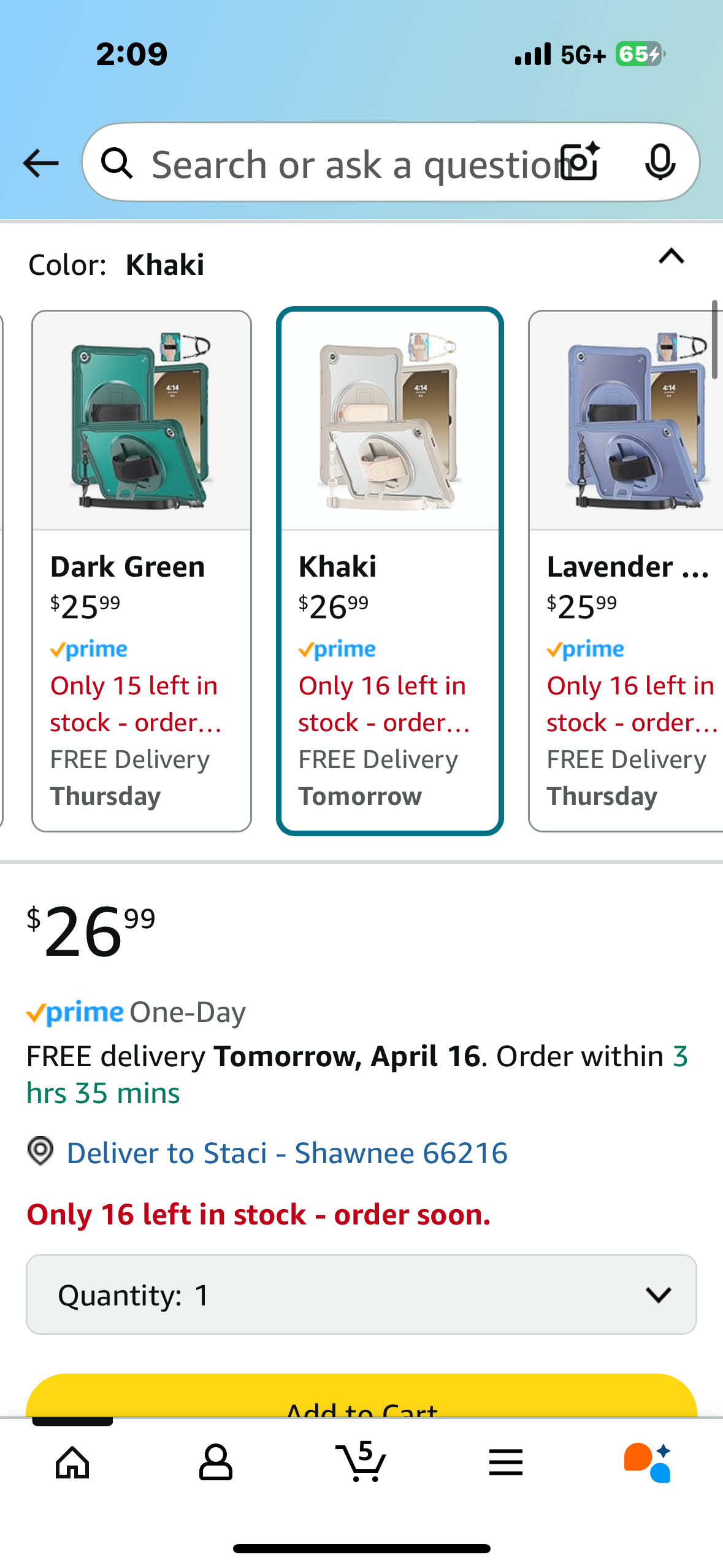 Case for Galaxy Tab A9+/A9 Plus 11 inch 2023 (SM-X210/X216/X218) with Unique Shockproof Sponge/ 360° Rotating Kickstand/Hand Strap/Shoulder Strap (Khaki