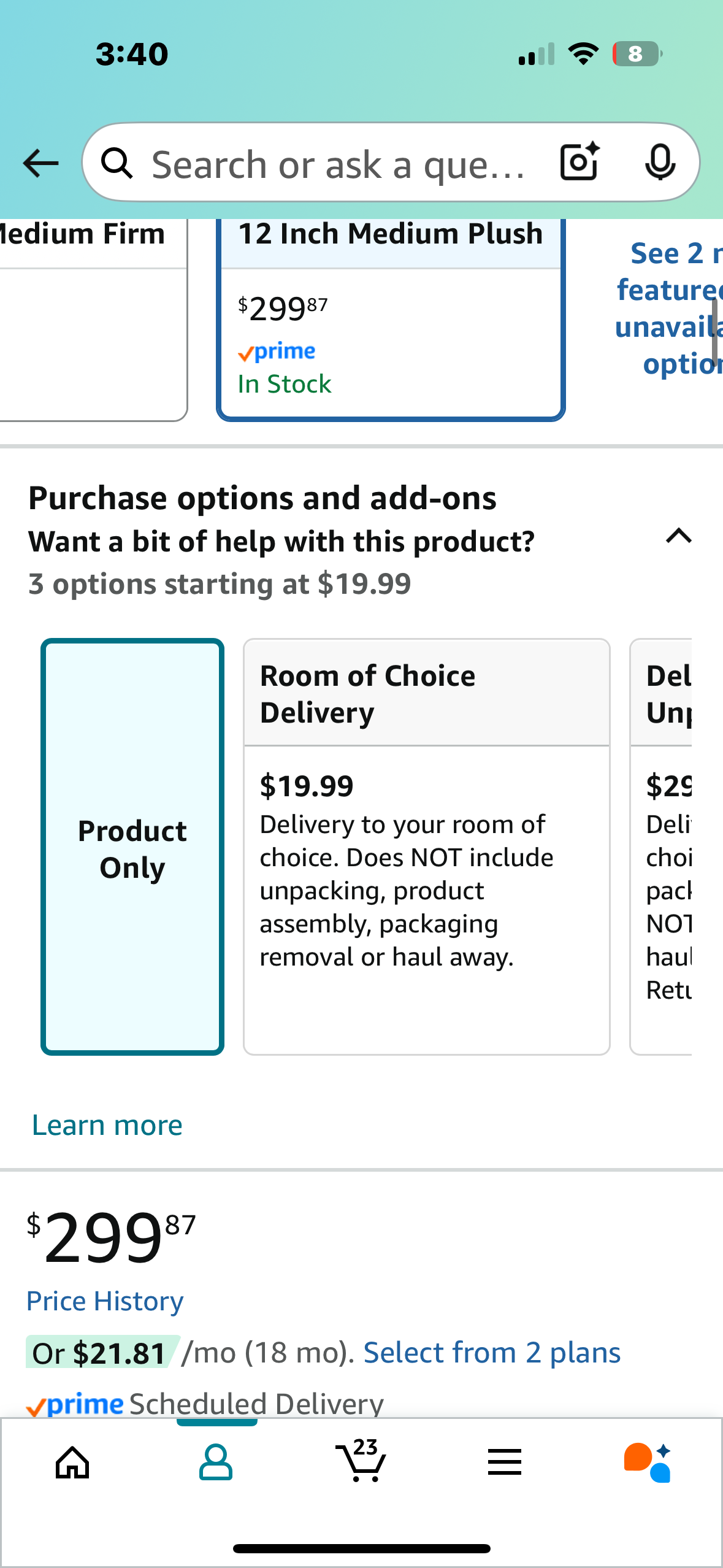 Full Size Mattress, 12” (B1027)