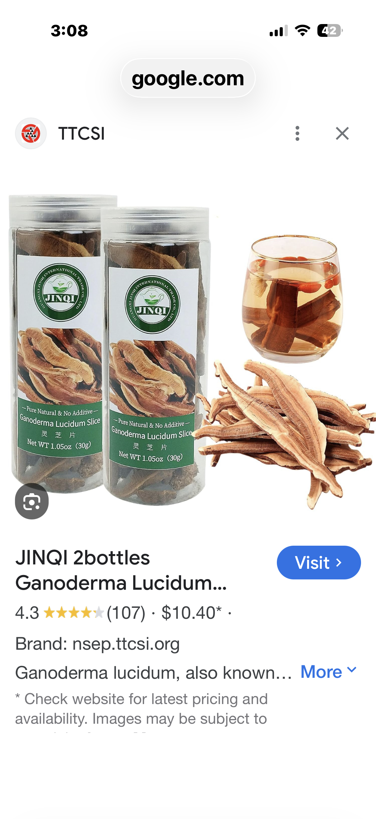 JINQI 2bottles Ganoderma Lucidum Slices- 灵芝片 2.11oz/60g(1.05oz/30g*2), Lingzhi reishi mushroom, Can be Make Wine/Tea/Water, Holiday Gifts, Tea Gifts