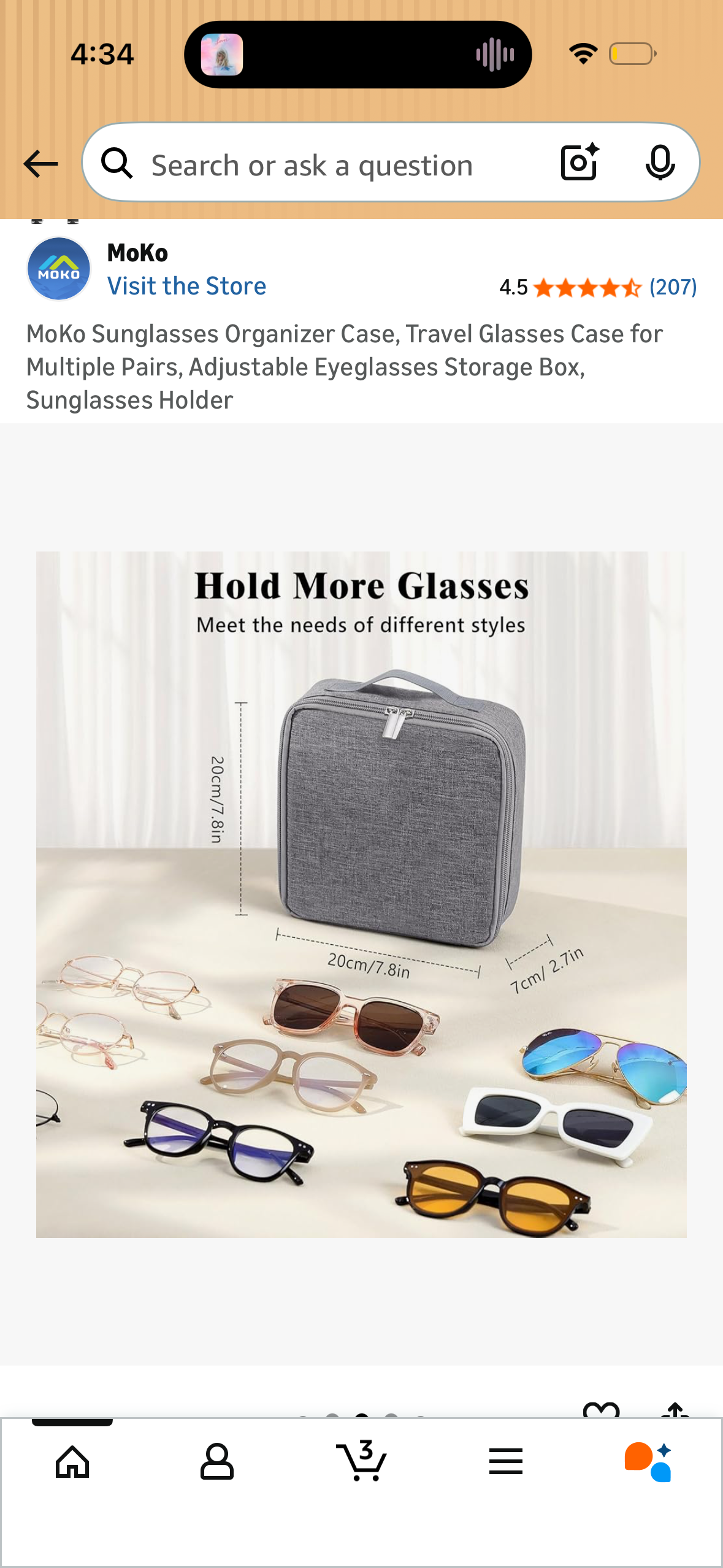 MoKo Sunglasses Organizer Case, Travel Glasses Case for Multiple Pairs, Adjustable Eyeglasses Storage Box, Sunglasses Holder
