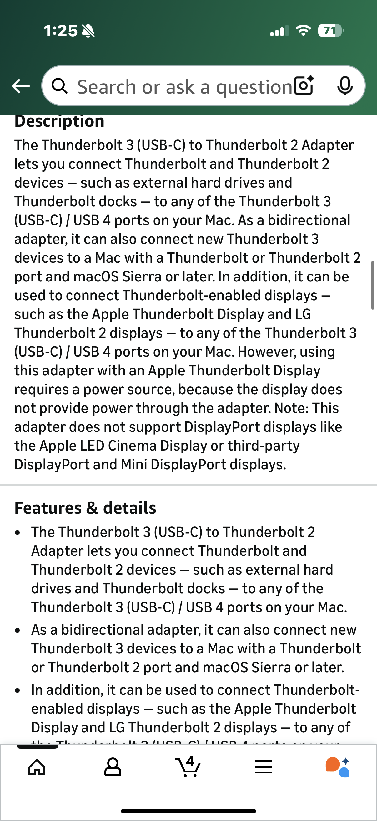 Apple Thunderbolt 3 (USB-C) to Thunderbolt 2 Adapter