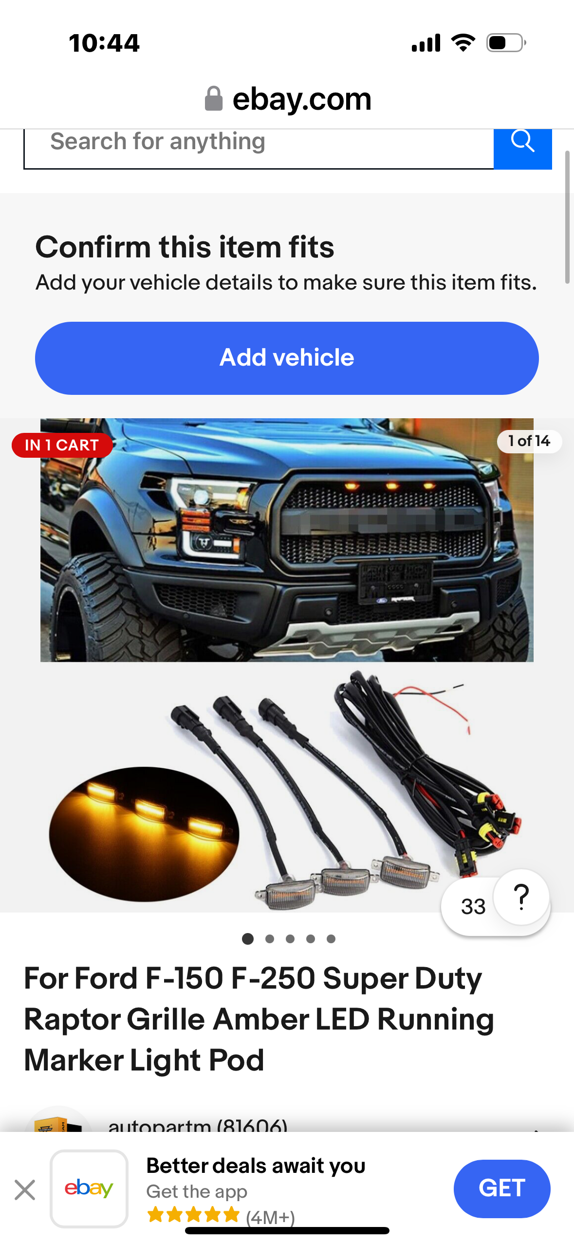 GEAR APEX LED Amber Front Grille Lights for Ford Raptor 2010-2014 & 2017-up F150 F250 F350, Universal Trucks SUV with Raptor Style Grilles