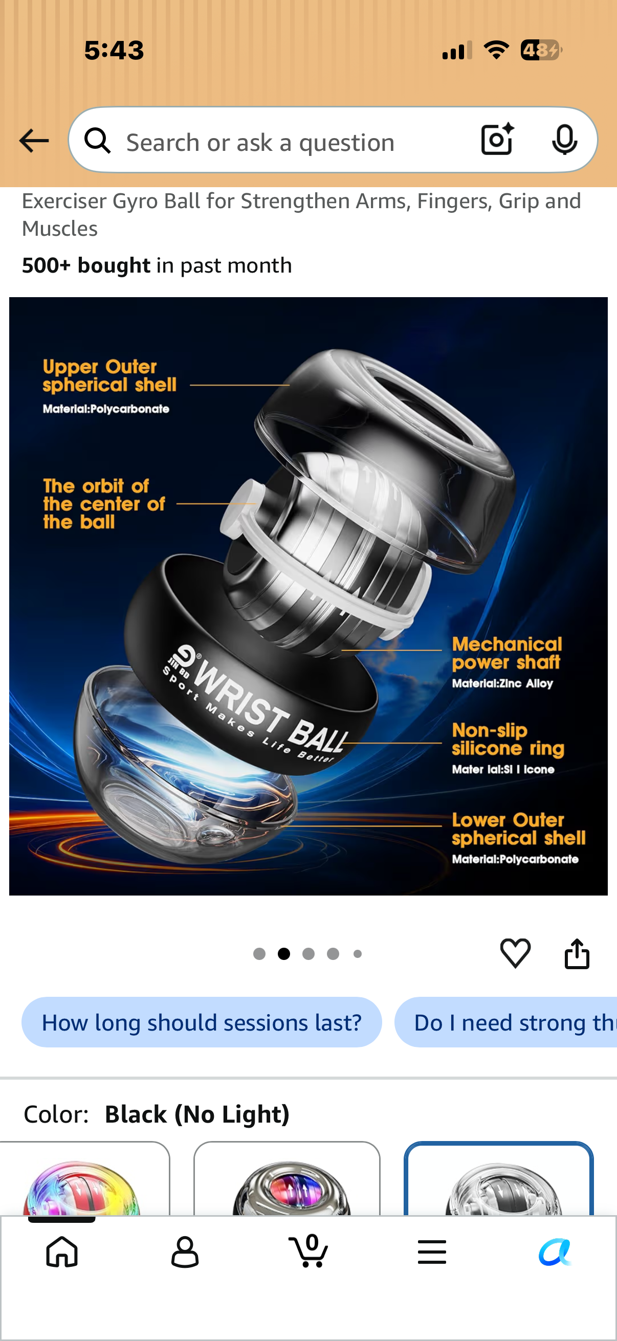 JIN BD Wrist Trainer Ball Auto-Start Gyroscopic Forearm Exerciser Gyro Ball for Strengthen Arms, Fingers, Grip and Muscles
