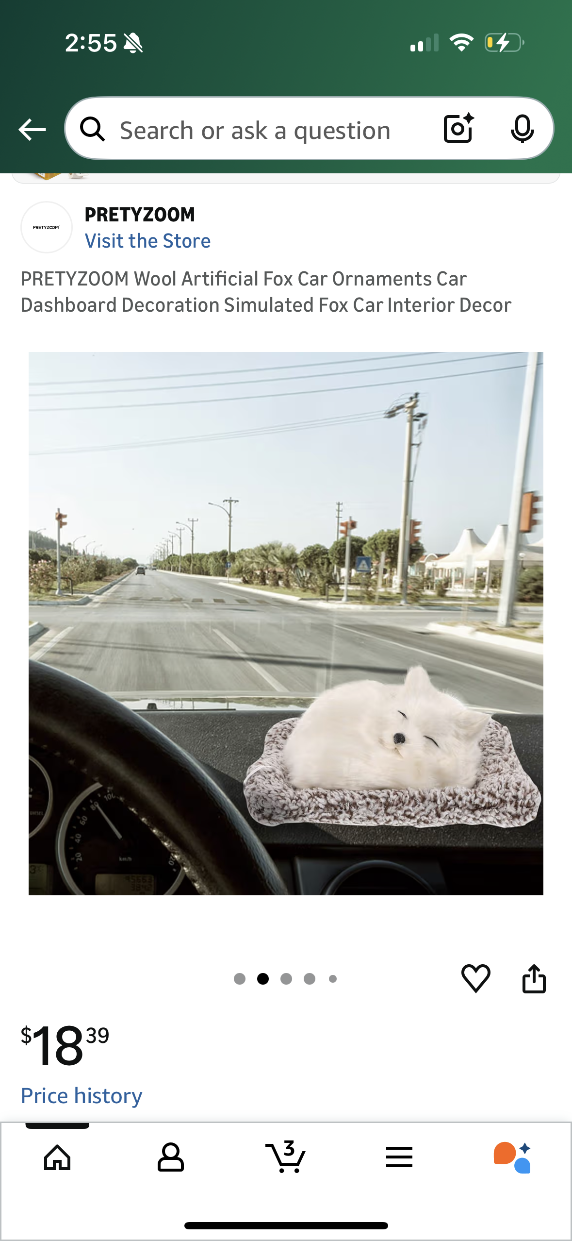 PRETYZOOM Wool Artificial Fox Car Ornaments Car Dashboard Decoration Simulated Fox Car Interior Decor