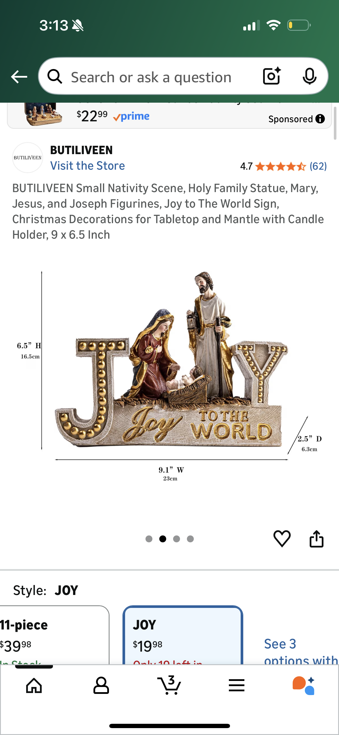 BUTILIVEEN Small Nativity Scene, Holy Family Statue, Mary, Jesus, and Joseph Figurines, Joy to The World Sign, Christmas Decorations for Tabletop and Mantle with Candle Holder, 9 x 6.5 Inch