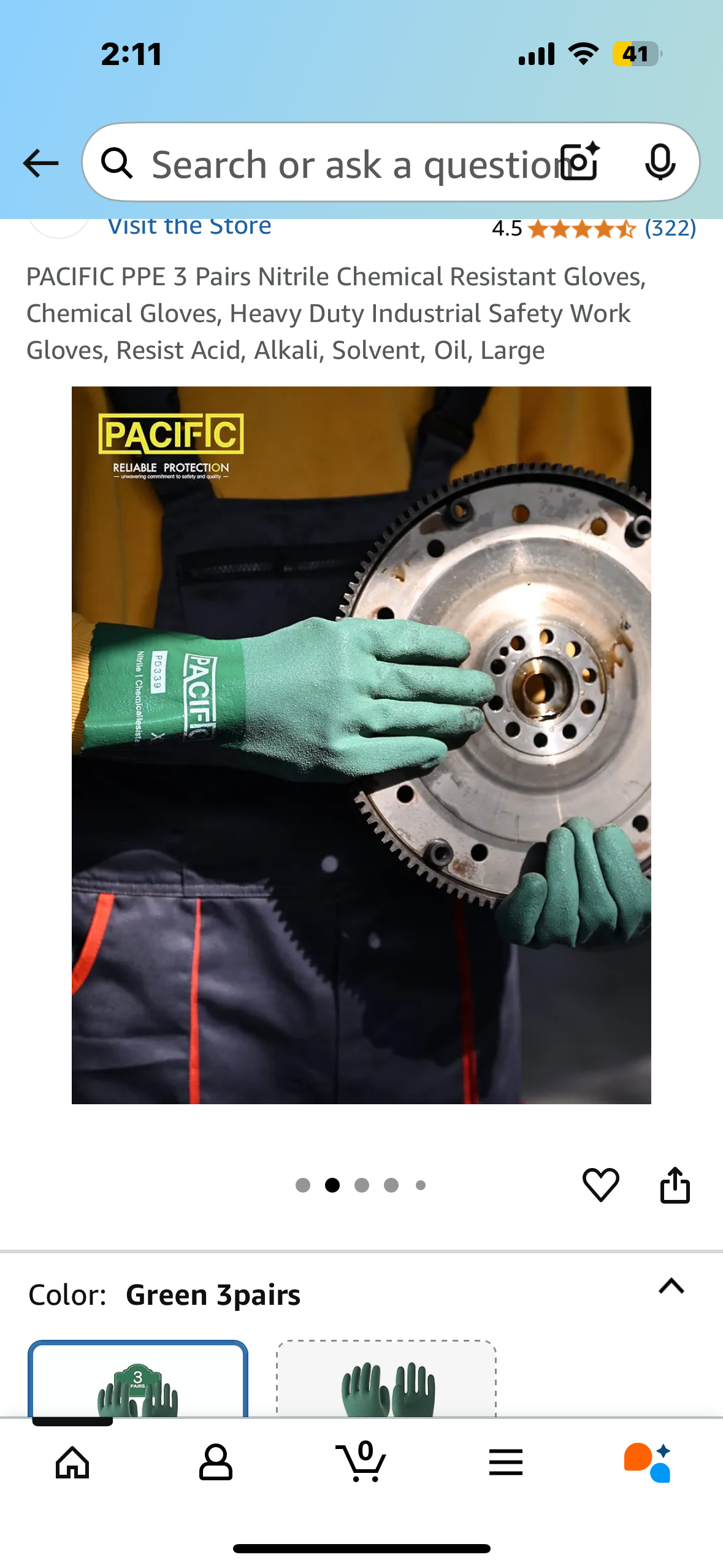 PACIFIC PPE 3 Pairs Nitrile Chemical Resistant Gloves, Chemical Gloves, Heavy Duty Industrial Safety Work Gloves, Resist Acid, Alkali, Solvent, Oil, Large