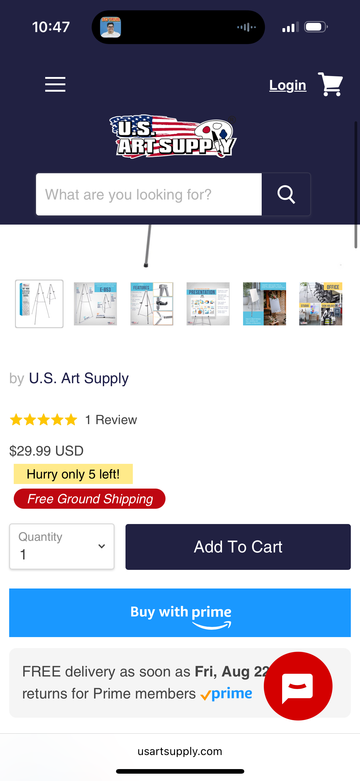 66" High Gallery Silver Metal Display Easel - Large Adjustable Height Portable Easel Stand, Sign Display, Holds 25 lbs - Floor & Tabletop Easels, Painting Stand