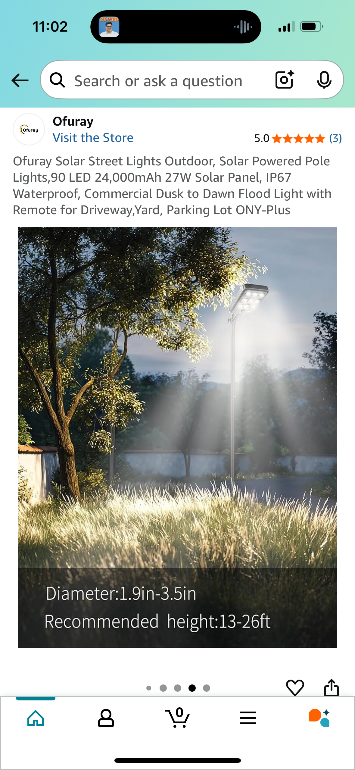 Ofuray Solar Street Lights Outdoor, Solar Powered Pole Lights,90 LED 24,000mAh 27W Solar Panel, IP67 Waterproof, Commercial Dusk to Dawn Flood Light with Remote for Driveway,Yard, Parking Lot ONY-Plus