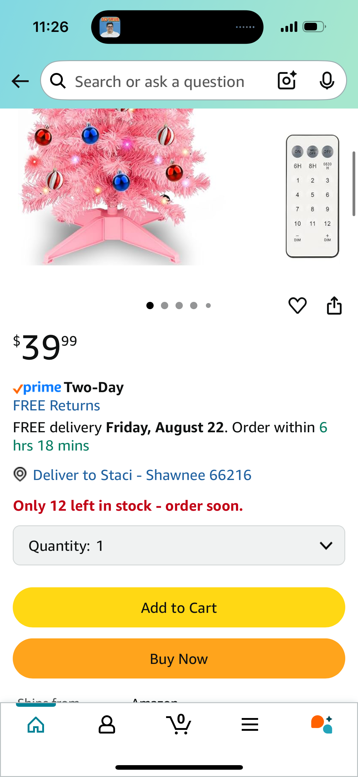 3FT Pink Decor Tree with Lights Small Artificial