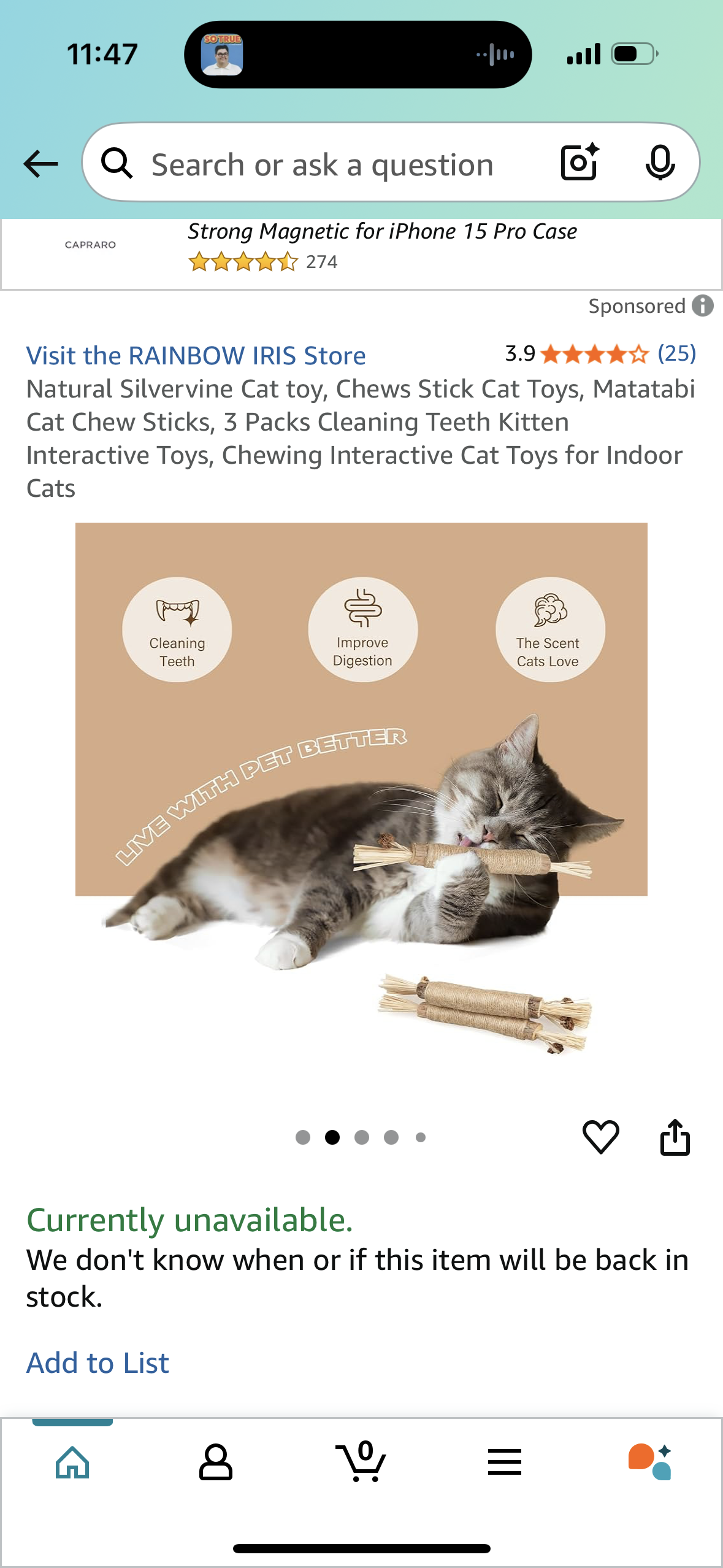 Natural Silvervine Cat toy, Chews Stick Cat Toys, Matatabi Cat Chew Sticks, 3 Packs Cleaning Teeth Kitten Interactive Toys, Chewing Interactive Cat Toys for Indoor Cats