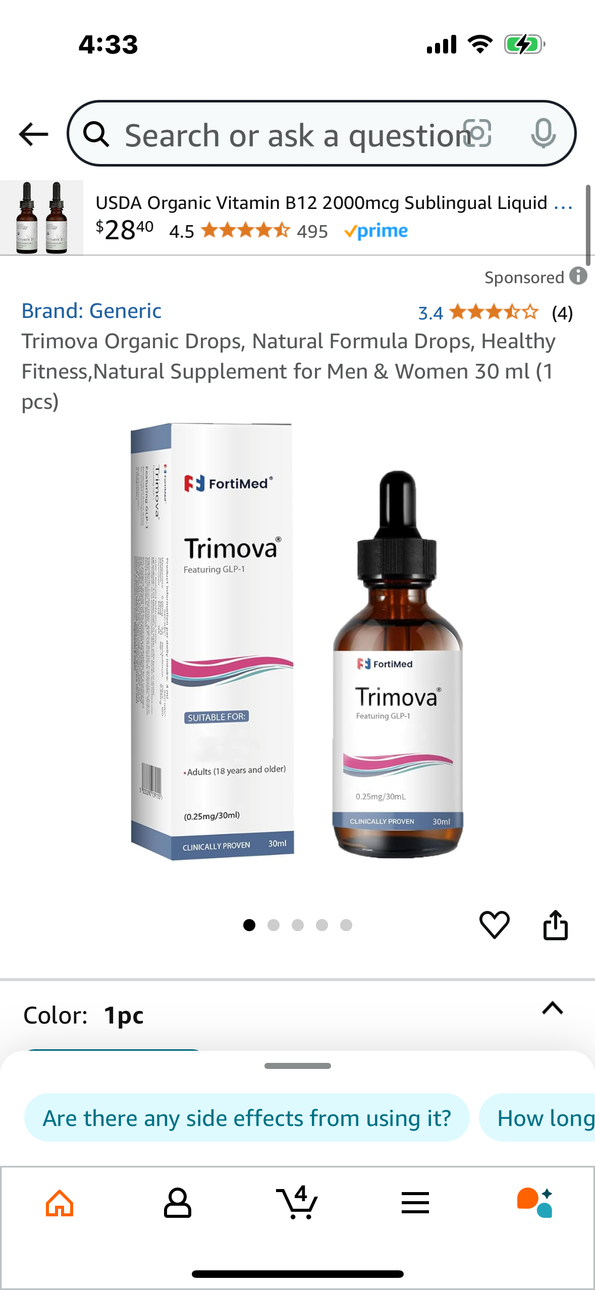 Trimova with GLP-1 Organic Drops, Natural Formula Drops, Healthy Fitness,Natural Supplement for Men & Women 30 ml (1 pcs)