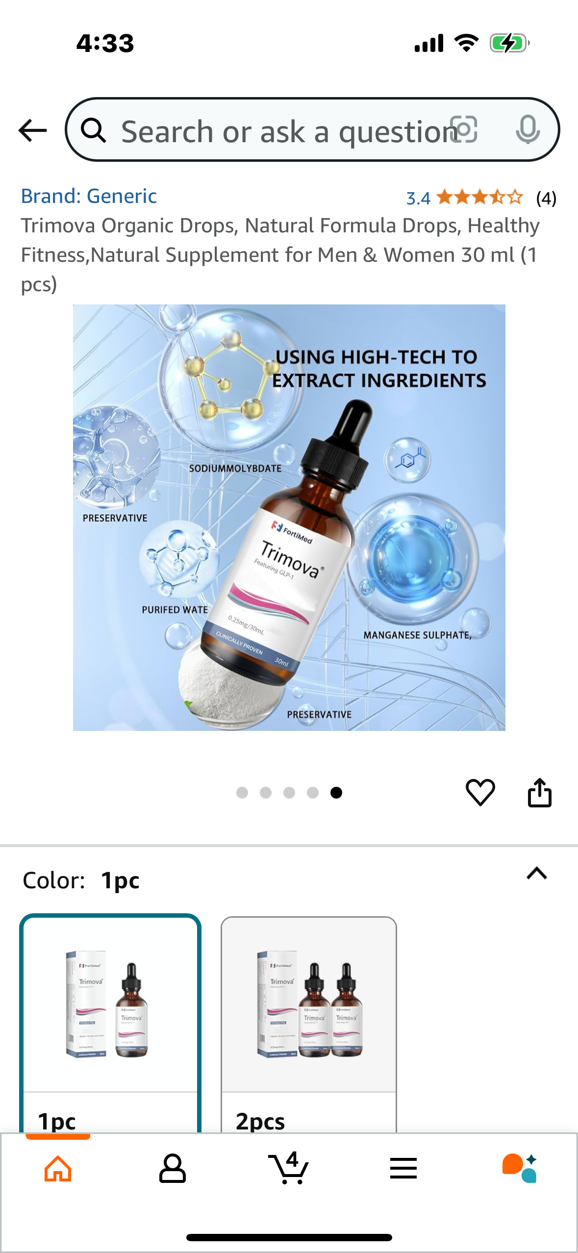 Trimova with GLP-1 Organic Drops, Natural Formula Drops, Healthy Fitness,Natural Supplement for Men & Women 30 ml (1 pcs)