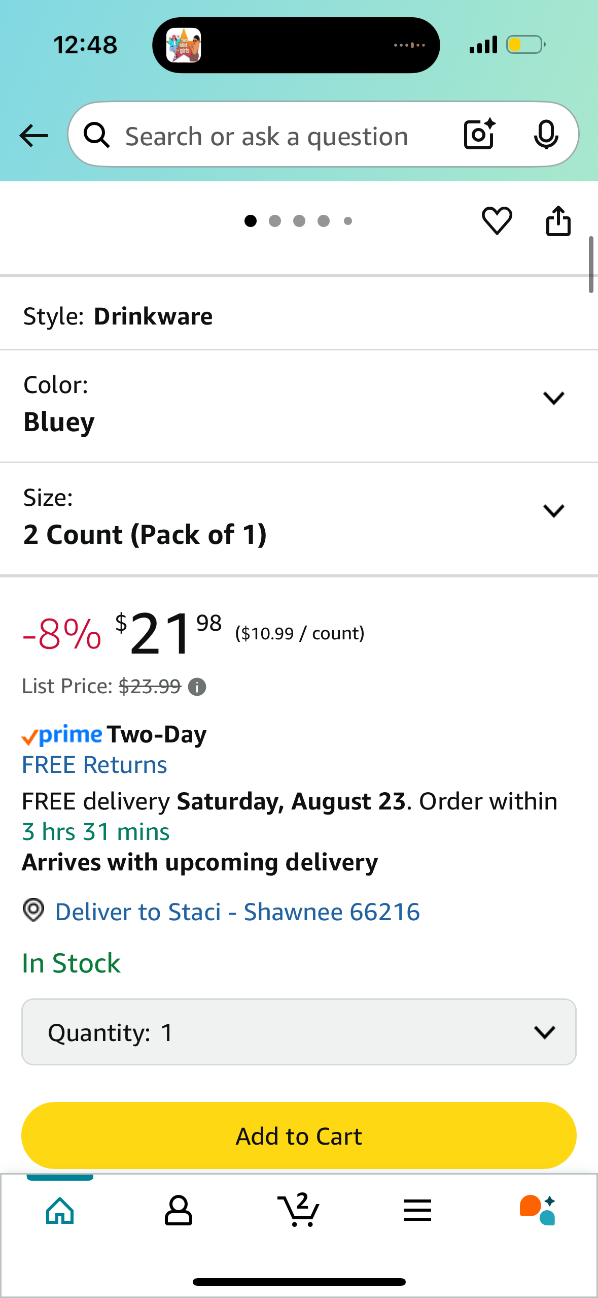 Zak Designs 15oz Bluey Kelso Tumbler Set, Leak-Proof Screw-On Lid with Straw Made of Durable Plastic and Silicone, Perfect Bundle for Kids, 2 Count (Pack of 1)