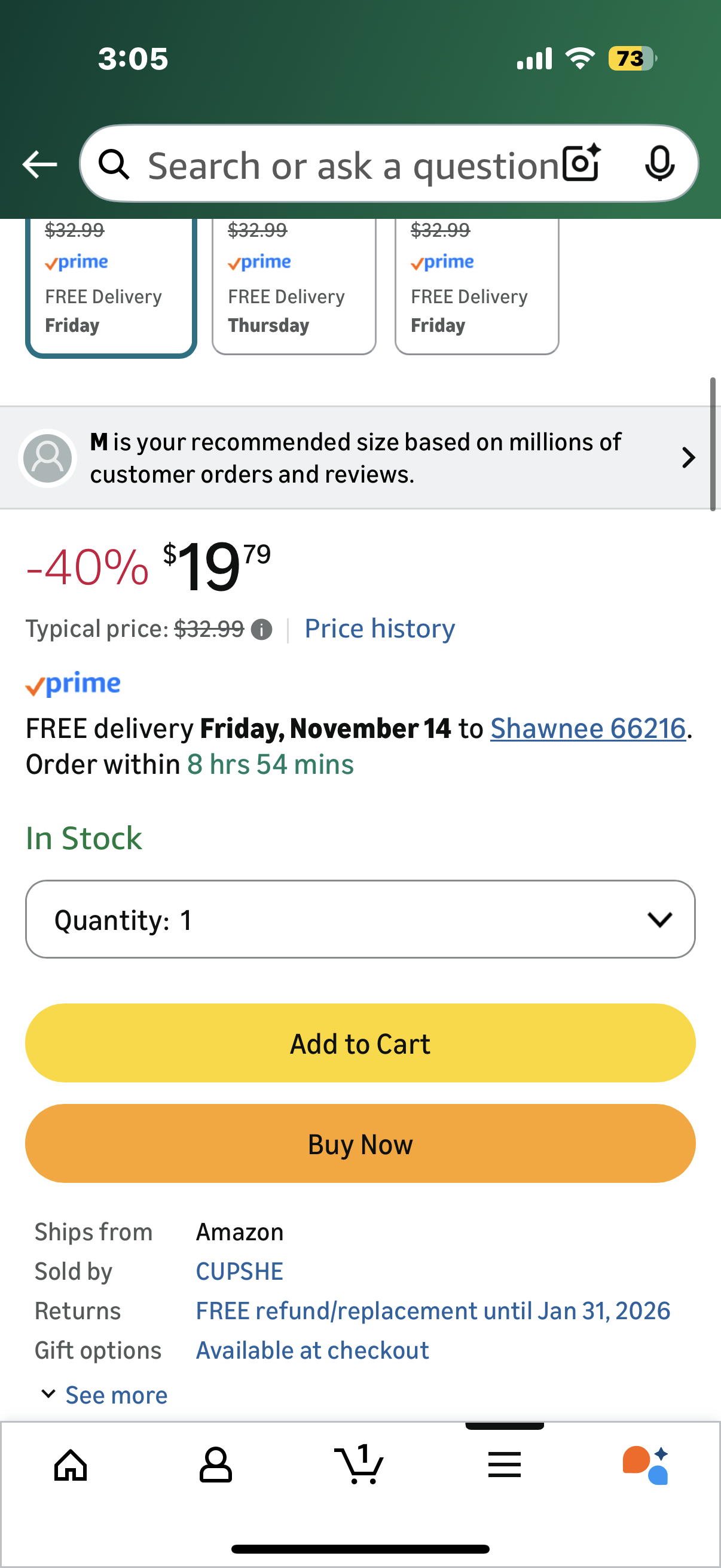 CUPSHE Women's Summer Dresses V Neck Sleeveless Button Tie Front Babydoll Ruffle Tiered Mini Dress (Size Small)