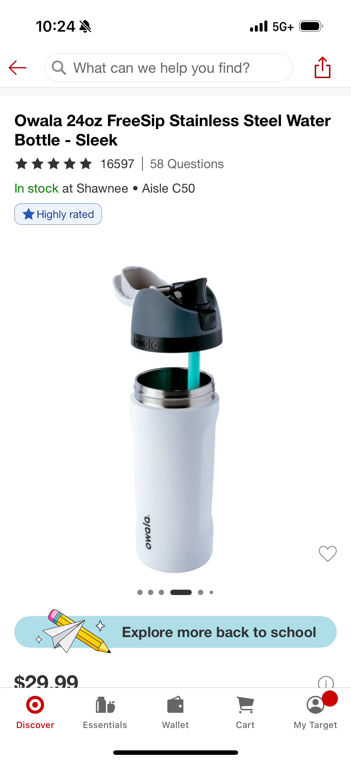 Owala 24oz FreeSip Stainless Steel Water Bottle - Sleek
