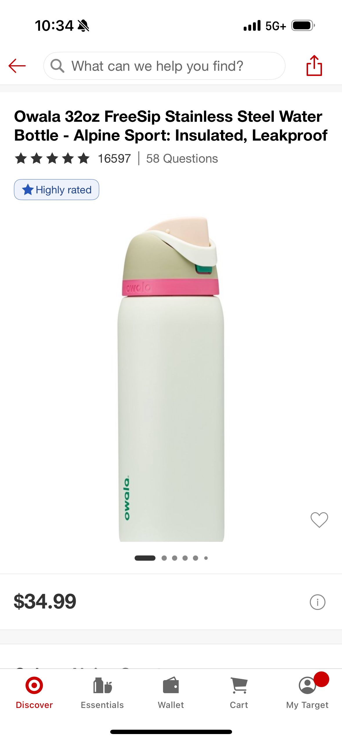 Owala 32oz FreeSip Stainless Steel Water Bottle - Alpine Sport: Insulated, Leakproof