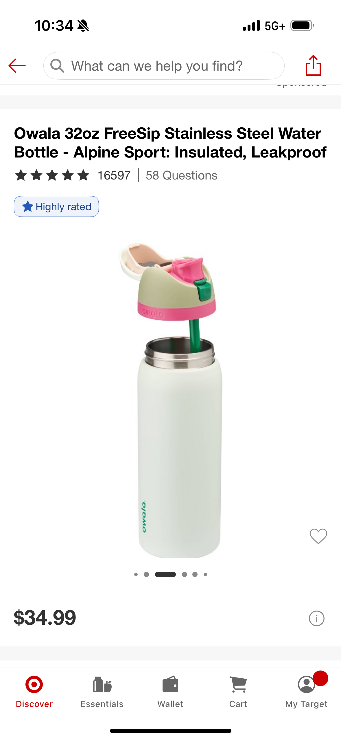 Owala 32oz FreeSip Stainless Steel Water Bottle - Alpine Sport: Insulated, Leakproof