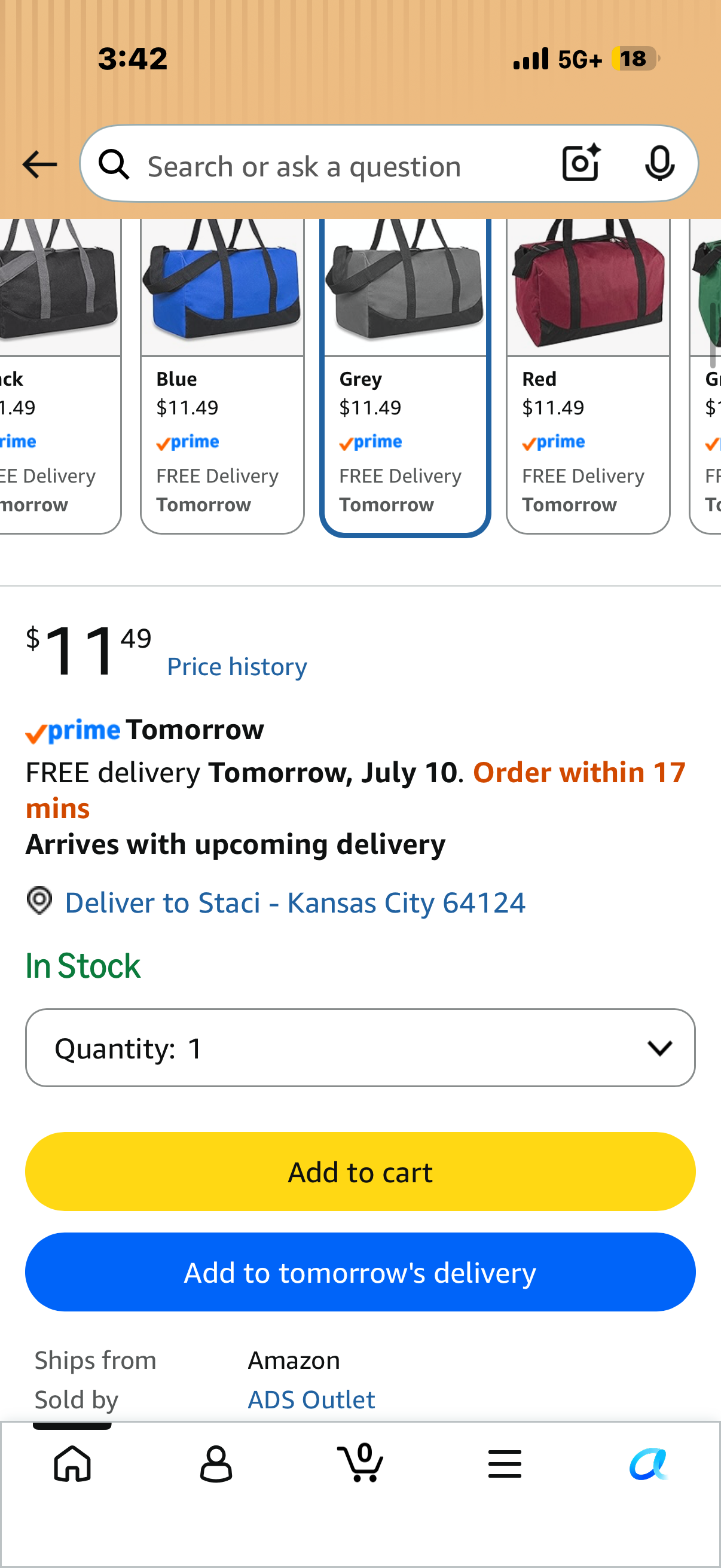 30 Liter, 17 Inch Canvas Duffle Bags for Men and Women – Travel Weekender Overnight Carry-On Shoulder Duffel Tote Bags (Grey