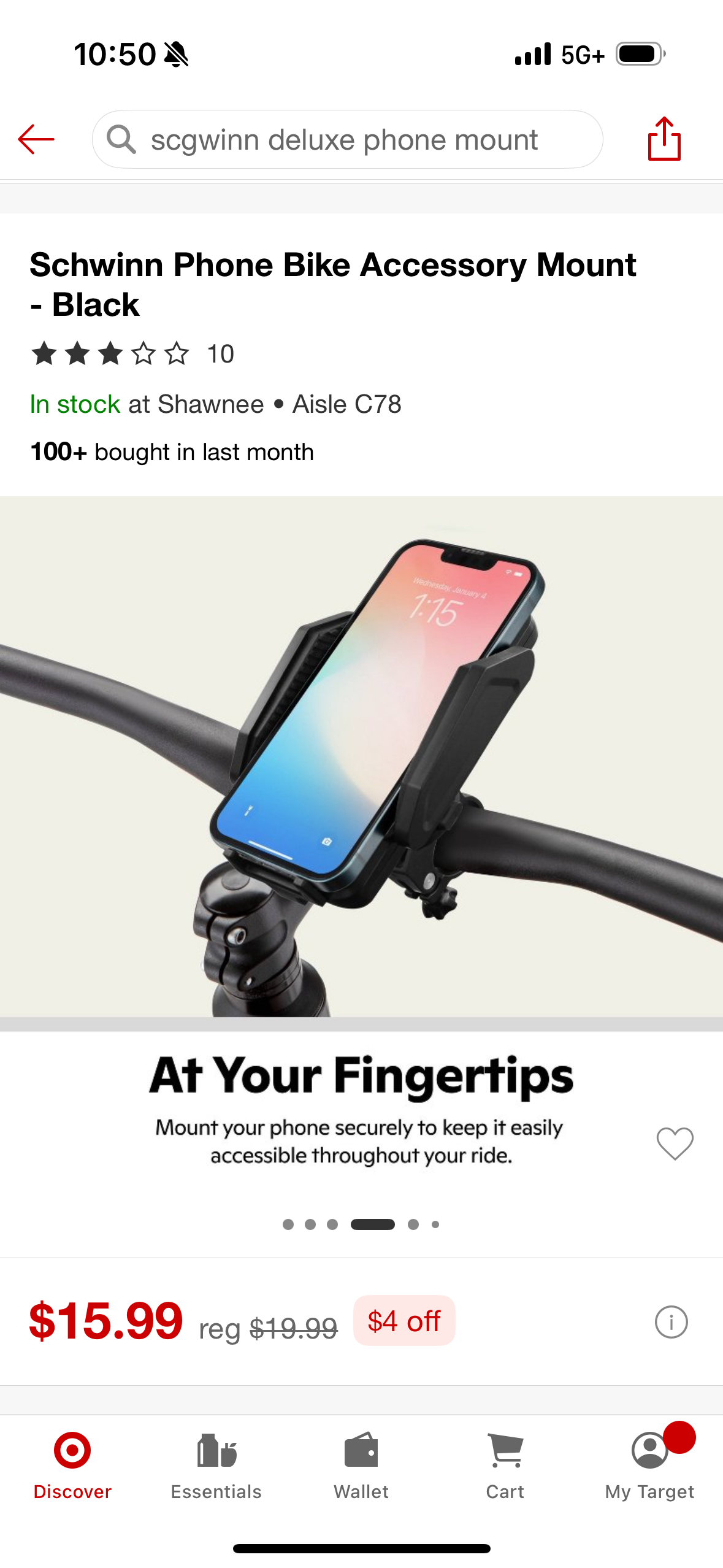 Schwinn Phone Bike Accessory Mount - Black