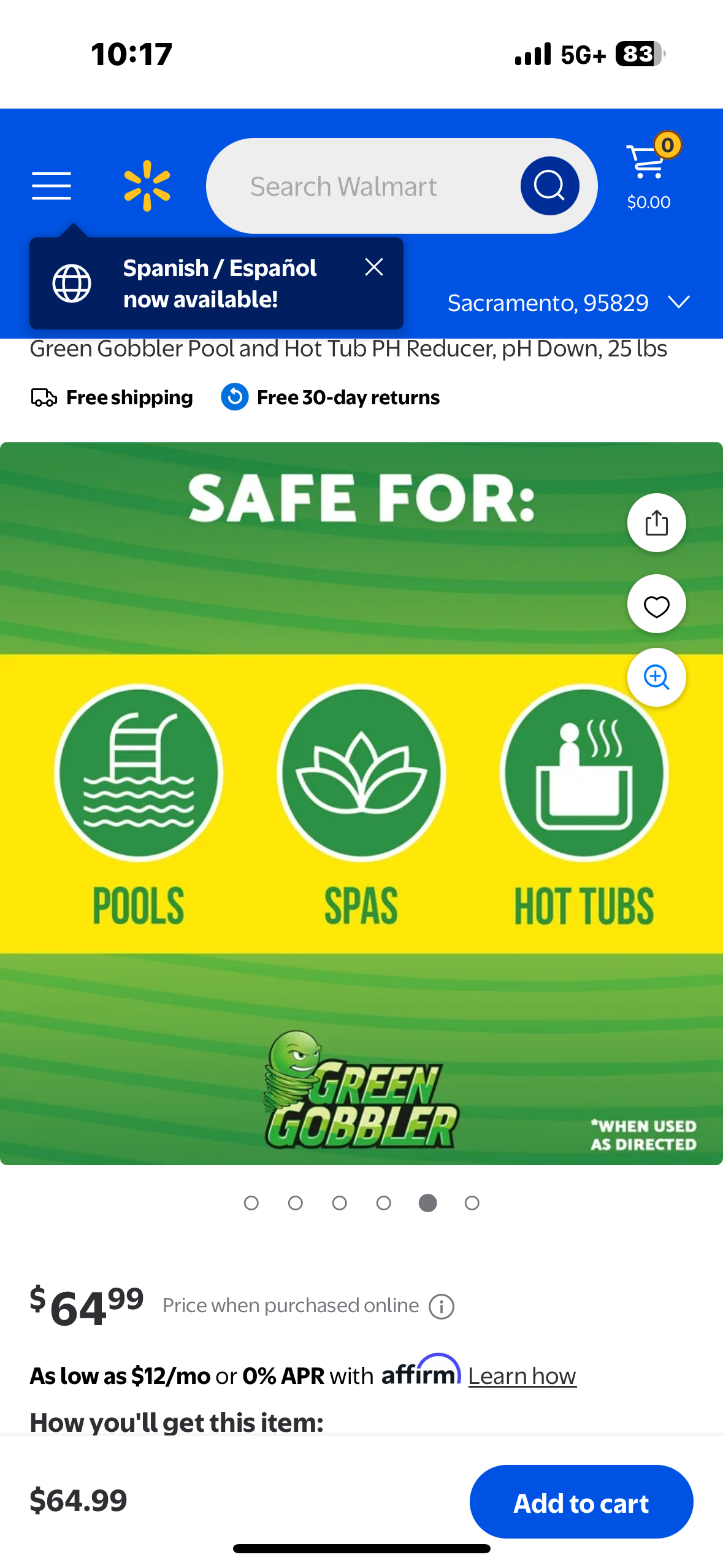 New - Green Gobbler Pool and Hot Tub PH Reducer, 25 lbs (R535)