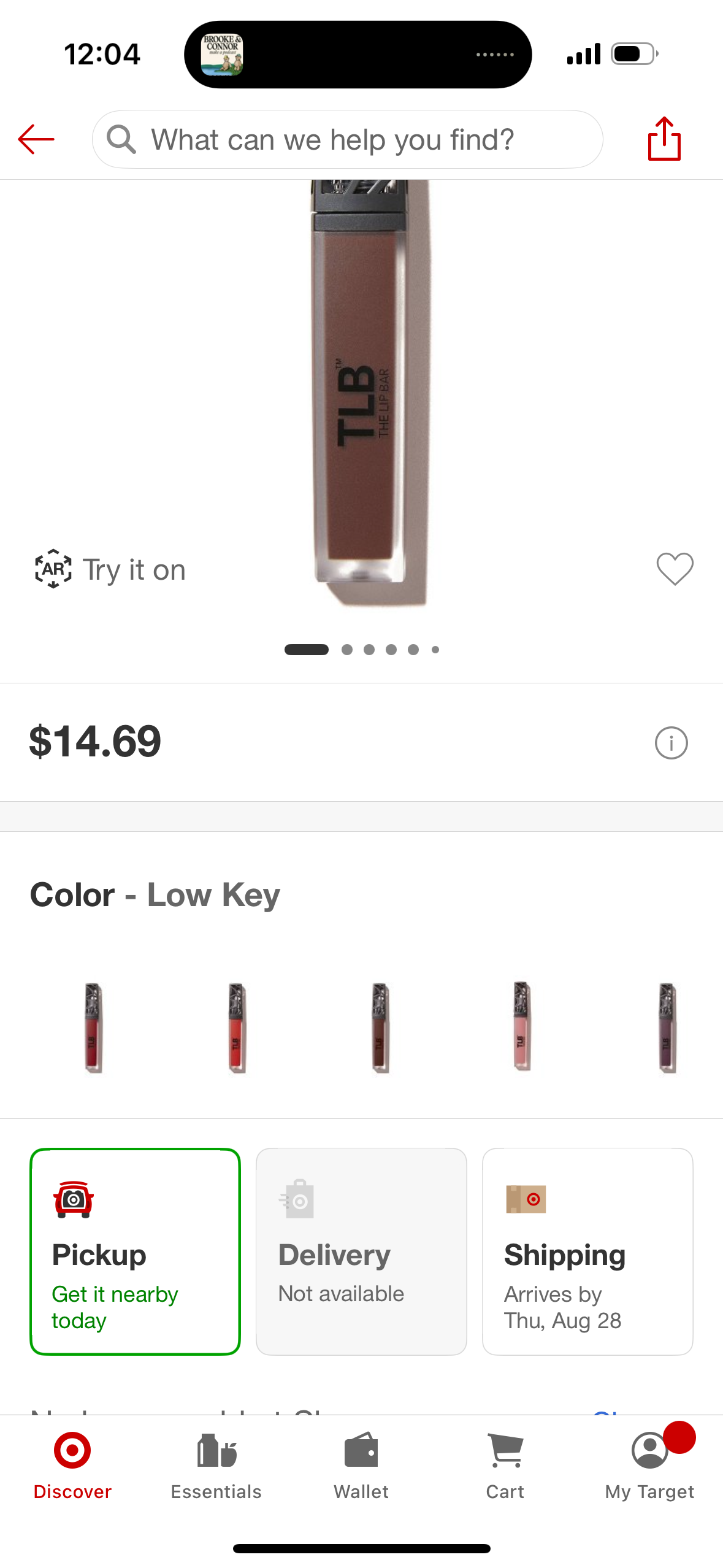 The Lip Bar Vegan Matte Liquid Lipstick - Low Key - 0.24 fl oz